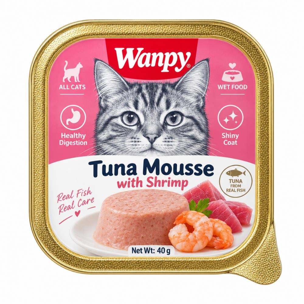 Wanpy Ton Balıklı ve Karidesli Kedi Ezme Yaş Maması 40 grWanpy