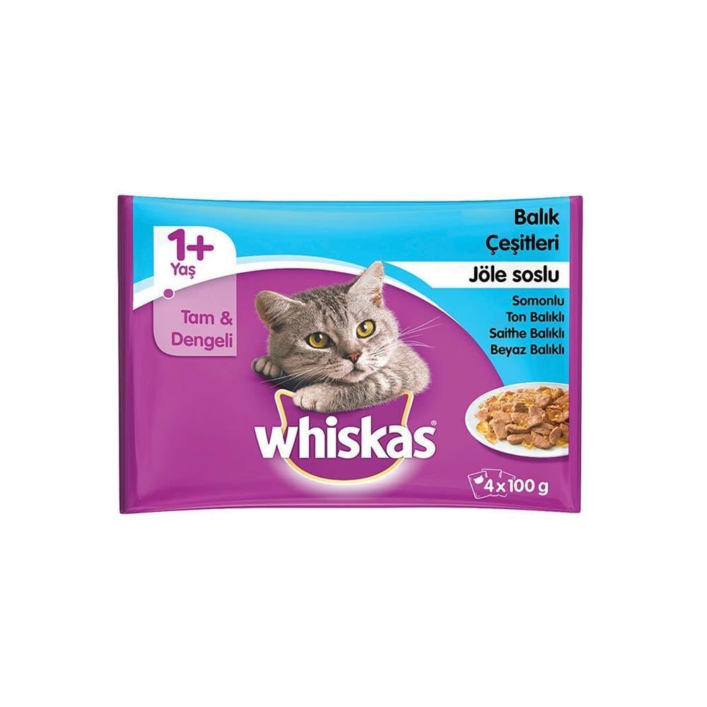 Whiskas Pouch Balıklı 4'lü Paket Yetişkin Kedi Yaş MamasıWhiskas