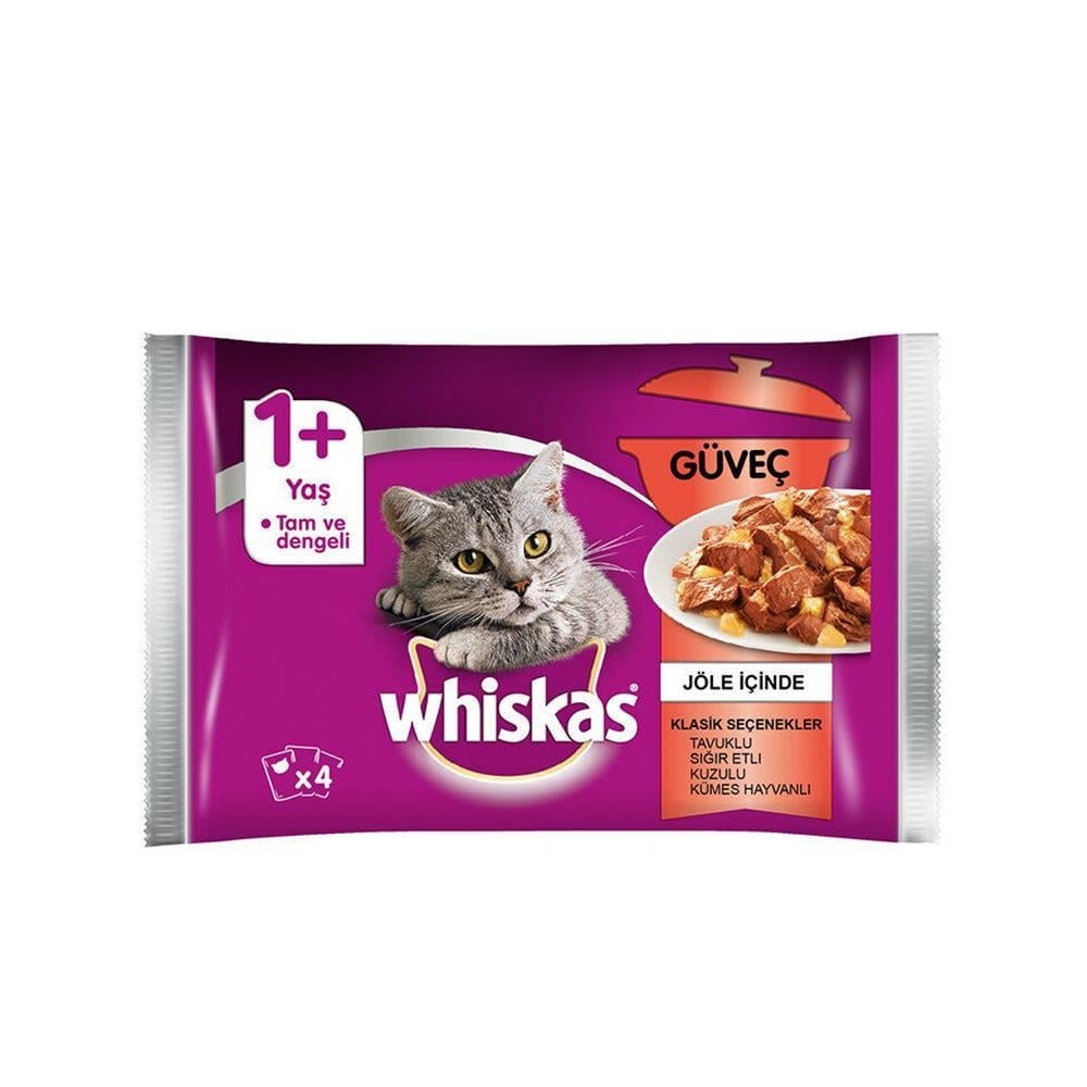 Whiskas Pouch Güveçli Karışık Etli Yaş Kedi Maması 4 x 85GrWhiskas
