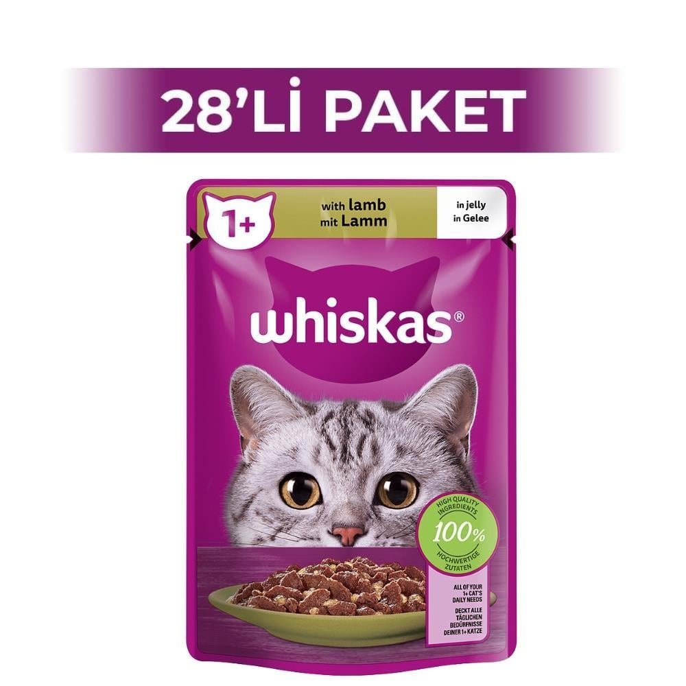 Whiskas Pouch Jöle İçinde Kuzulu Yetişkin Kedi Konservesi 85 gr 28 AdetWhiskas