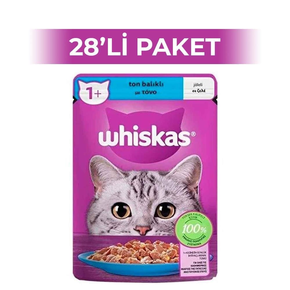 Whiskas Pouch Jöle Ton Balıklı Yetişkin Kedi Yaş Maması 85 gr 28 AdetWhiskas