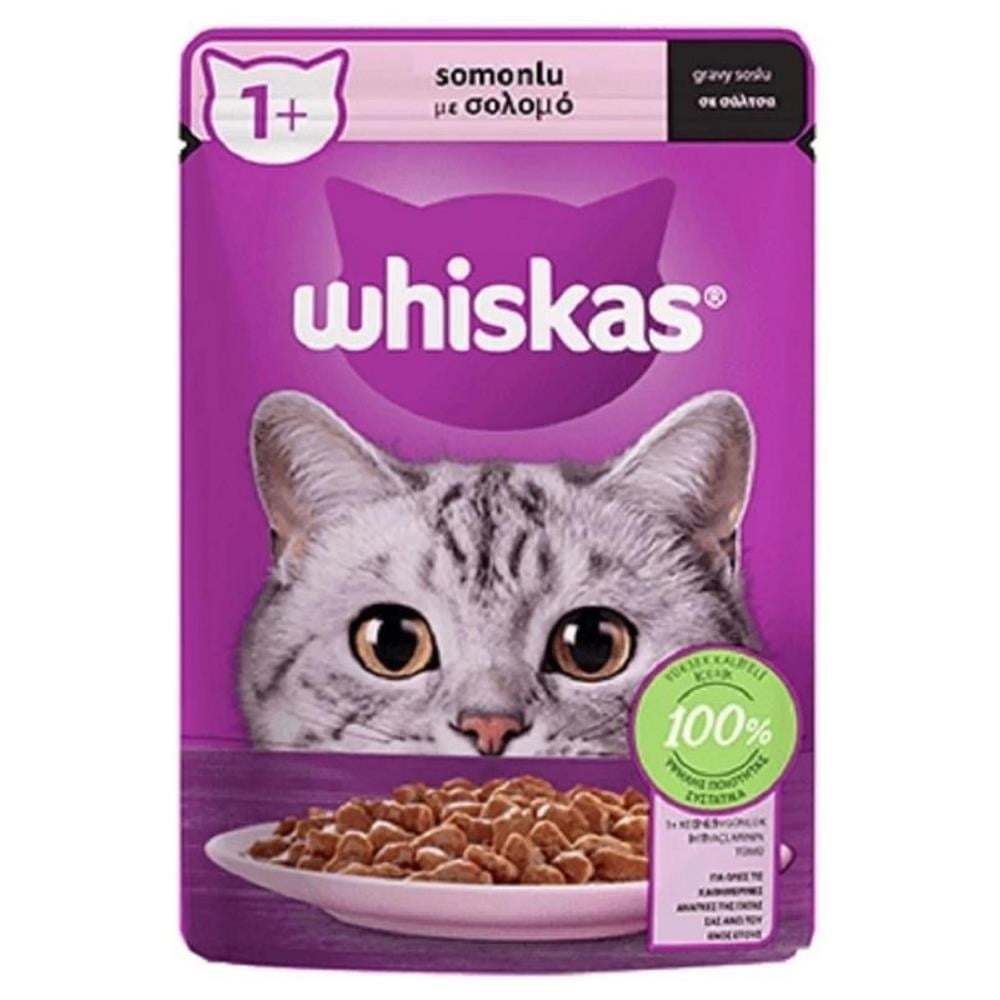 Whiskas Pouch Sos İçinde Somonlu Yetişkin Yaş Kedi Maması 85 grWhiskas