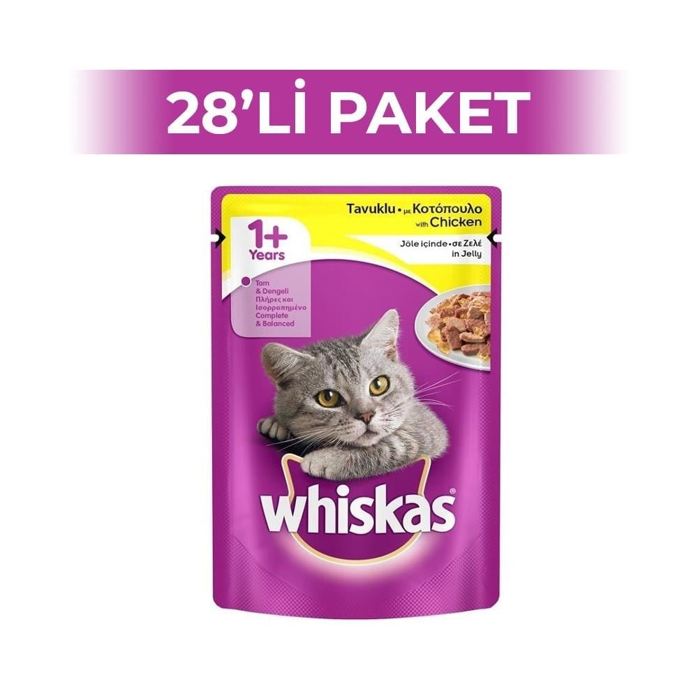 Whiskas Pouch Tavuklu Yetişkin Kedi Konserve Maması 85 gr 28 AdetWhiskas