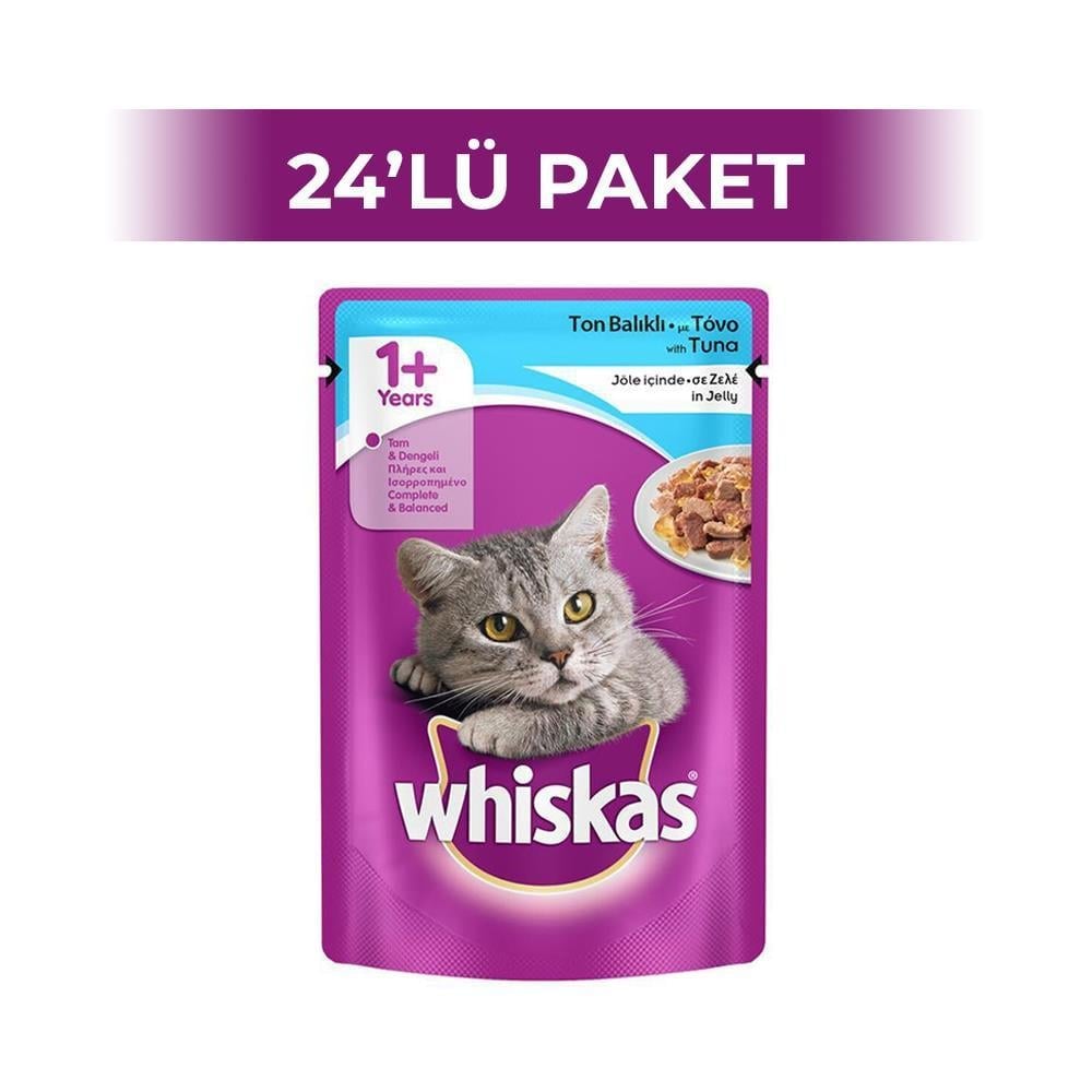 Whiskas Pouch Ton Balıklı Yetişkin Kedi Yaş Maması 100 gr 24 AdetWhiskas