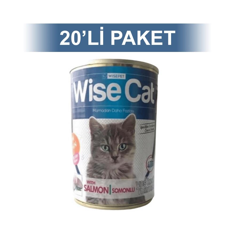 Wise Cat Somonlu Yetişkin Kedi Konserve Maması 400 gr 20 AdetWiseCat