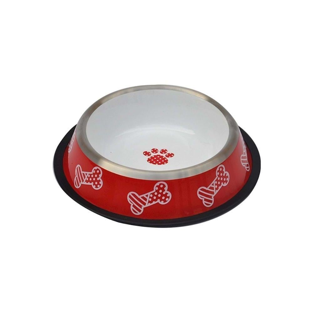 Zampa 1401-24 Kırmızı Beyaz Desenli Kedi Köpek Mama Su Kabı 24 OzZampa