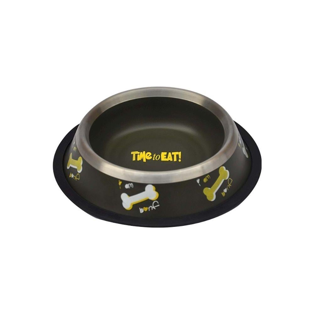 Zampa 1402-24 Kaymaz Tabanlı Kemik Desenli Metal Mama-Su Kabı 24 OzZampa