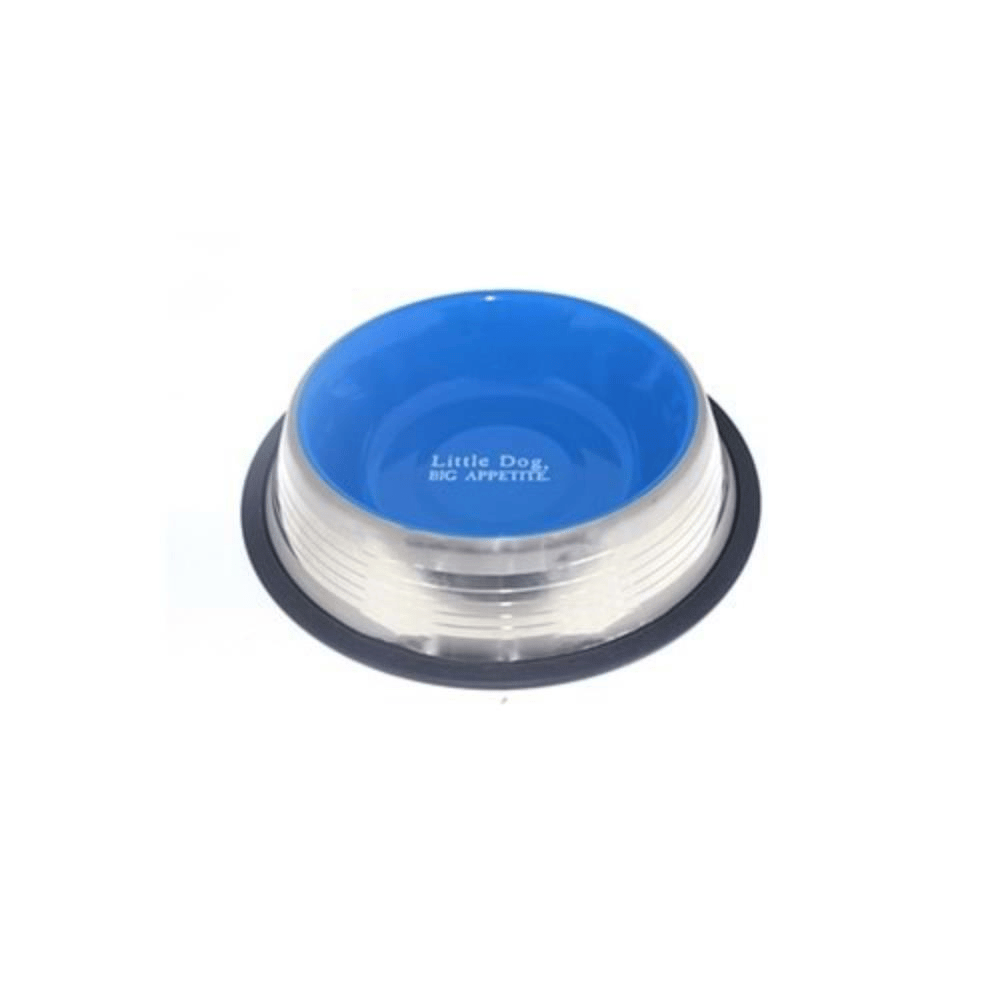 Zampa 1406-24 Kaymaz Tabanlı Metal Mavi Desenli Mama-Su Kabı 24 0zZampa