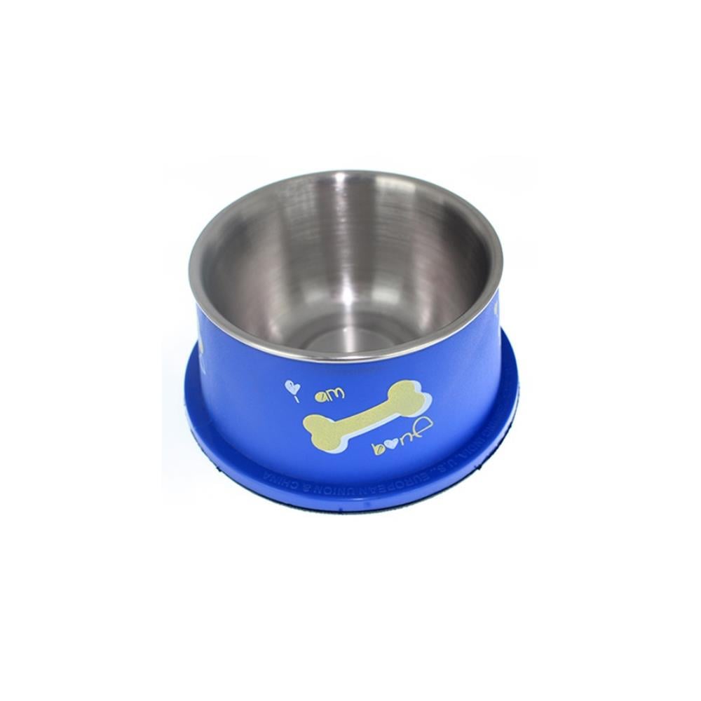 Zampa 1801-3 Mavi Kemik Desenli Köpek Mama ve Su Kabı 300 ml Zampa