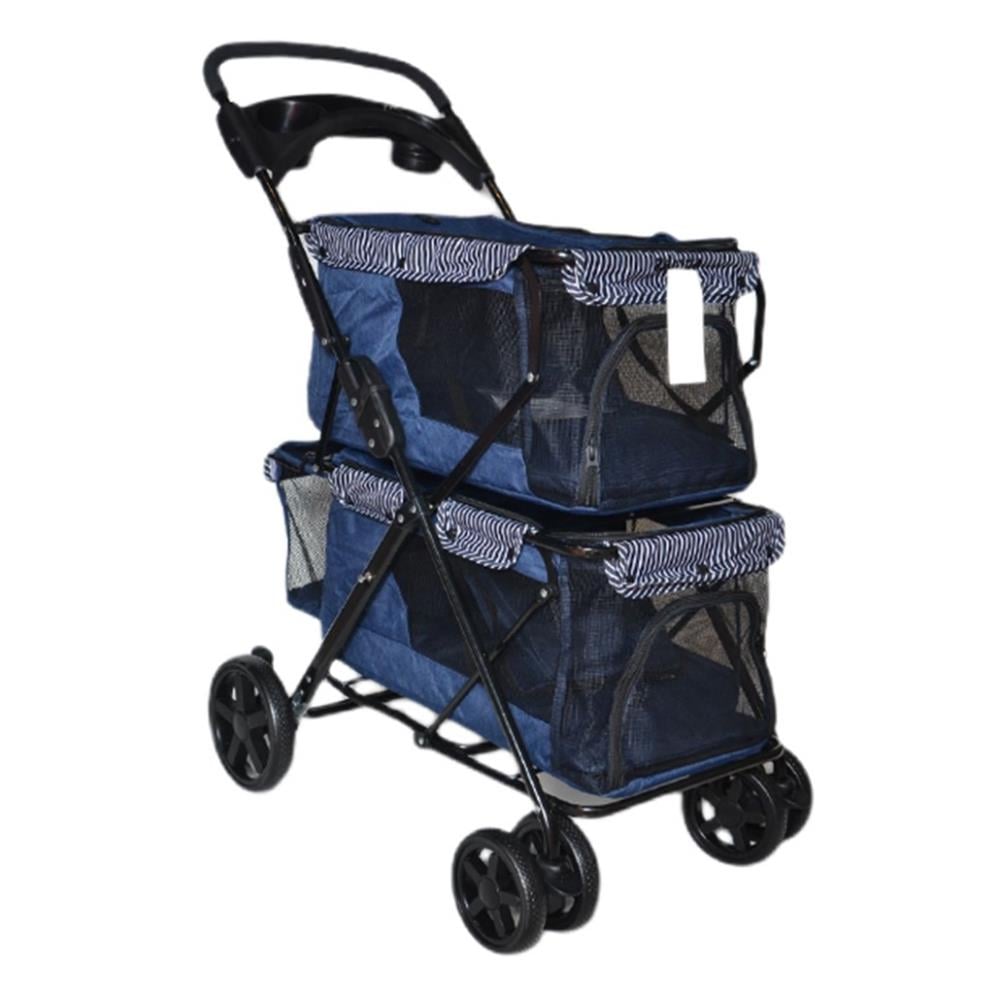 Zampa BL04-N Twins Kedi ve Köpek Arabası Mavi 51x85x100 cmZampa
