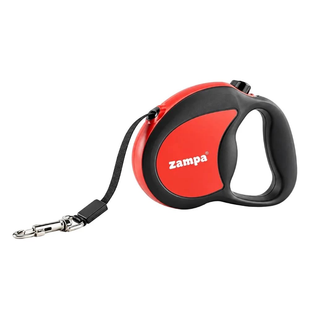 Zampa Galera Şerit Otomatik Kedi ve Köpek Gezdirme Tasması 4 M S Red-BlackZampa