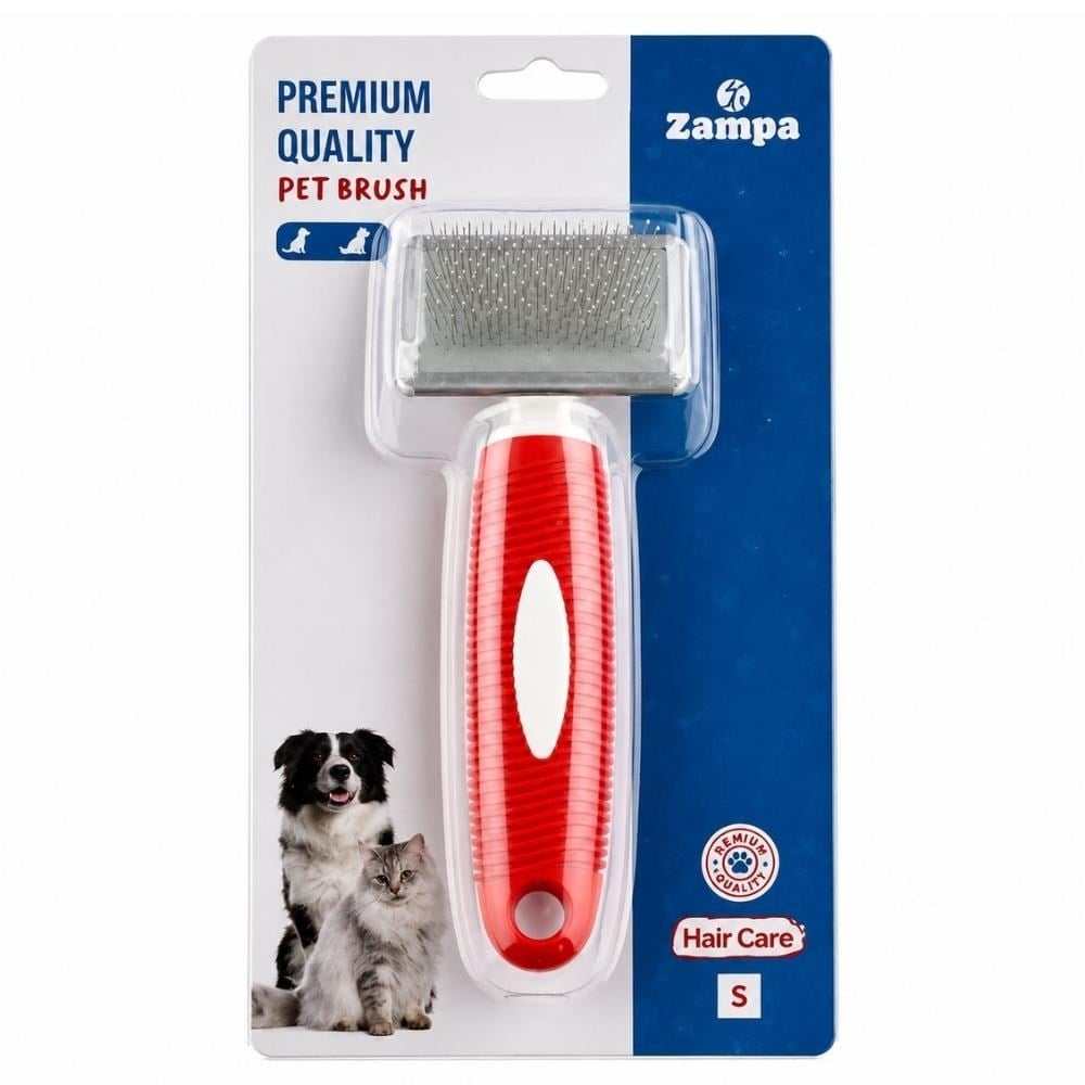 Zampa Kedi ve Köpek Bakım Fırçası Small 16x6 cm KırmızıZampa