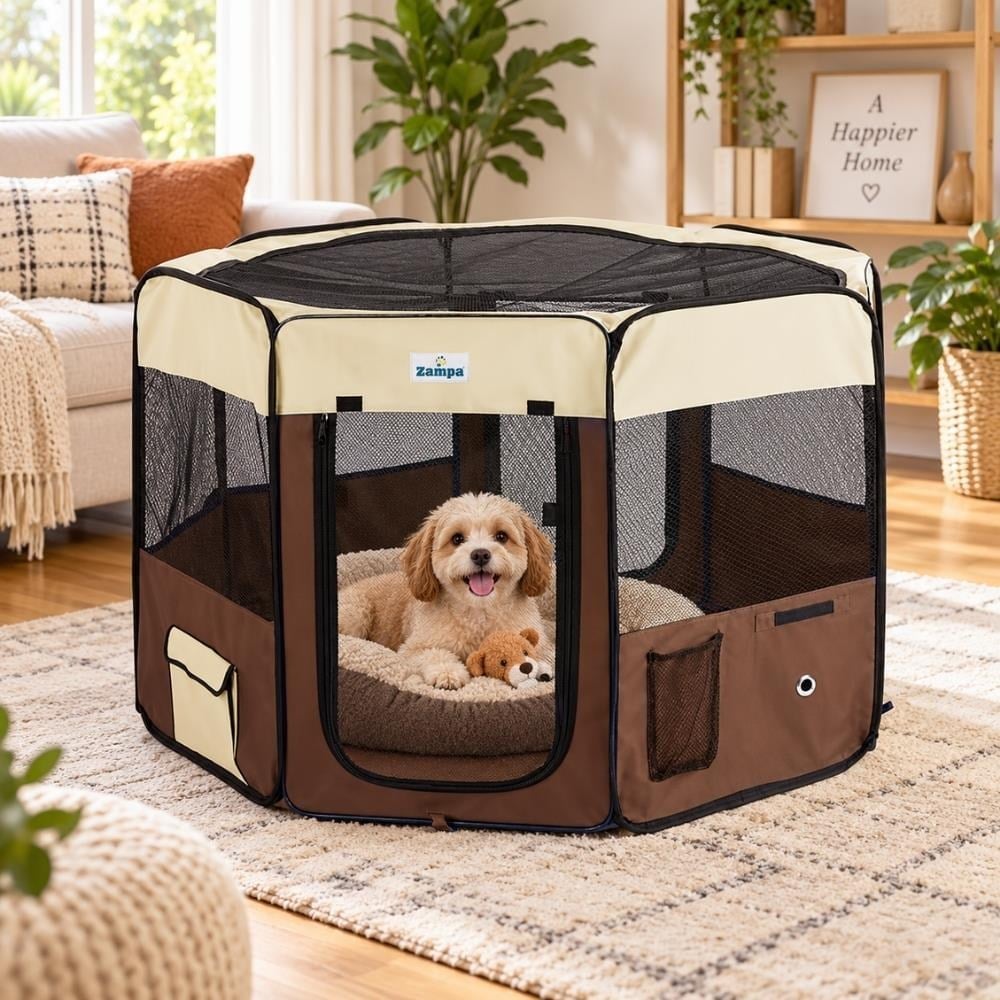 Zampa Pet Park Kedi ve Köpek Oyun Alanı Kahverengi 91 x 91 x 54 cmZampa
