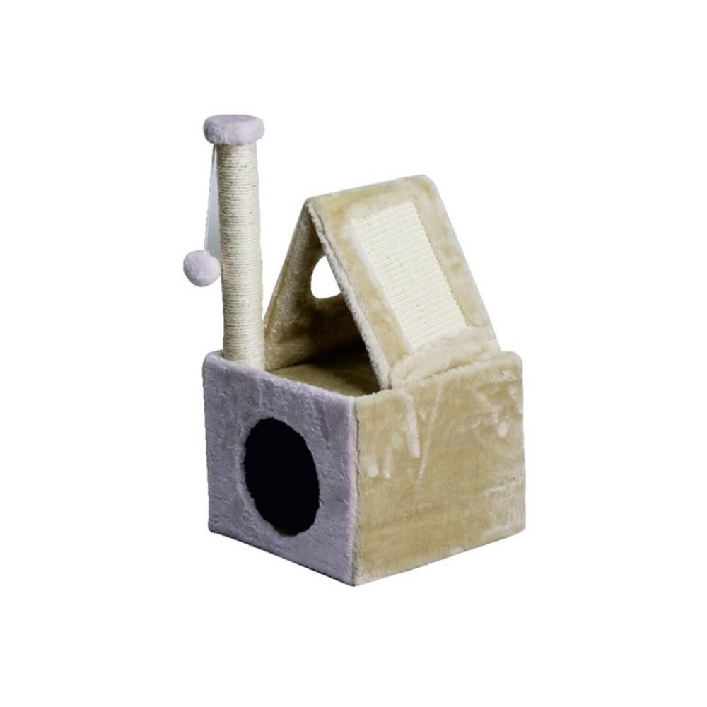 Zampa SP1902 Yuvalı Çatılı Kedi Evi Tırmalama 30x30x65 cmZampa