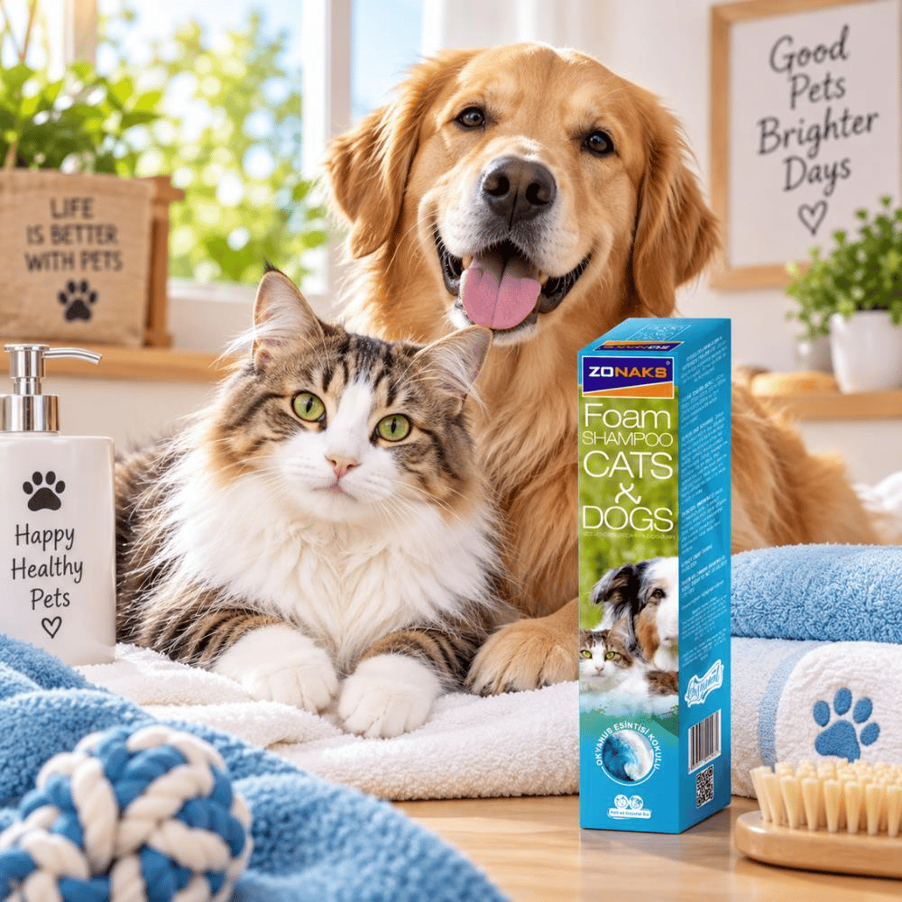 Zonaks Aloe Vera Kokulu Kedi ve Köpek Köpük Şampuanı 250 mlZonaks