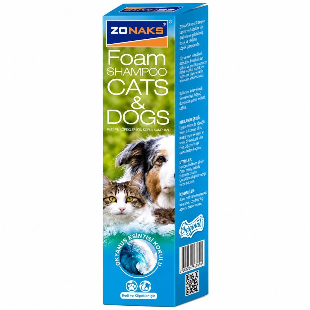 Zonaks Aloe Vera Kokulu Kedi ve Köpek Köpük Şampuanı 250 mlZonaks