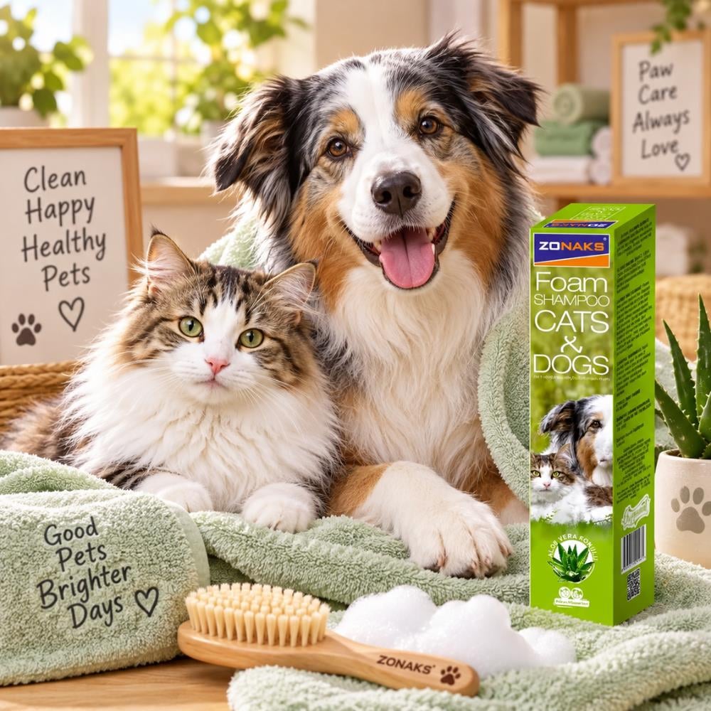 Zonaks Aloe Vera Kokulu Kedi ve Köpek Köpük Şampuanı 250 mlZonaks