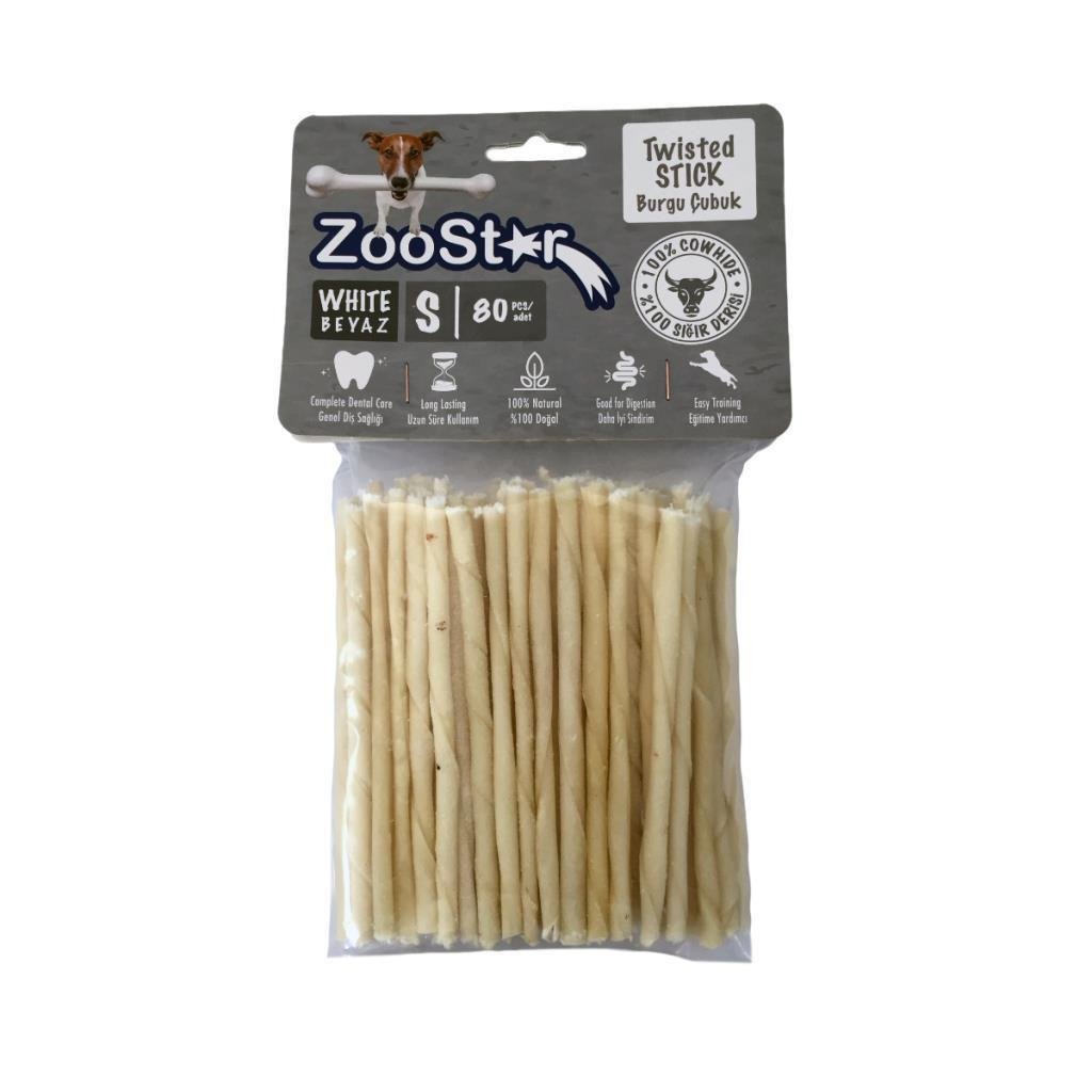 ZooStar Deri Burgu Beyaz Çubuk İnce S 80 AdetZoo
