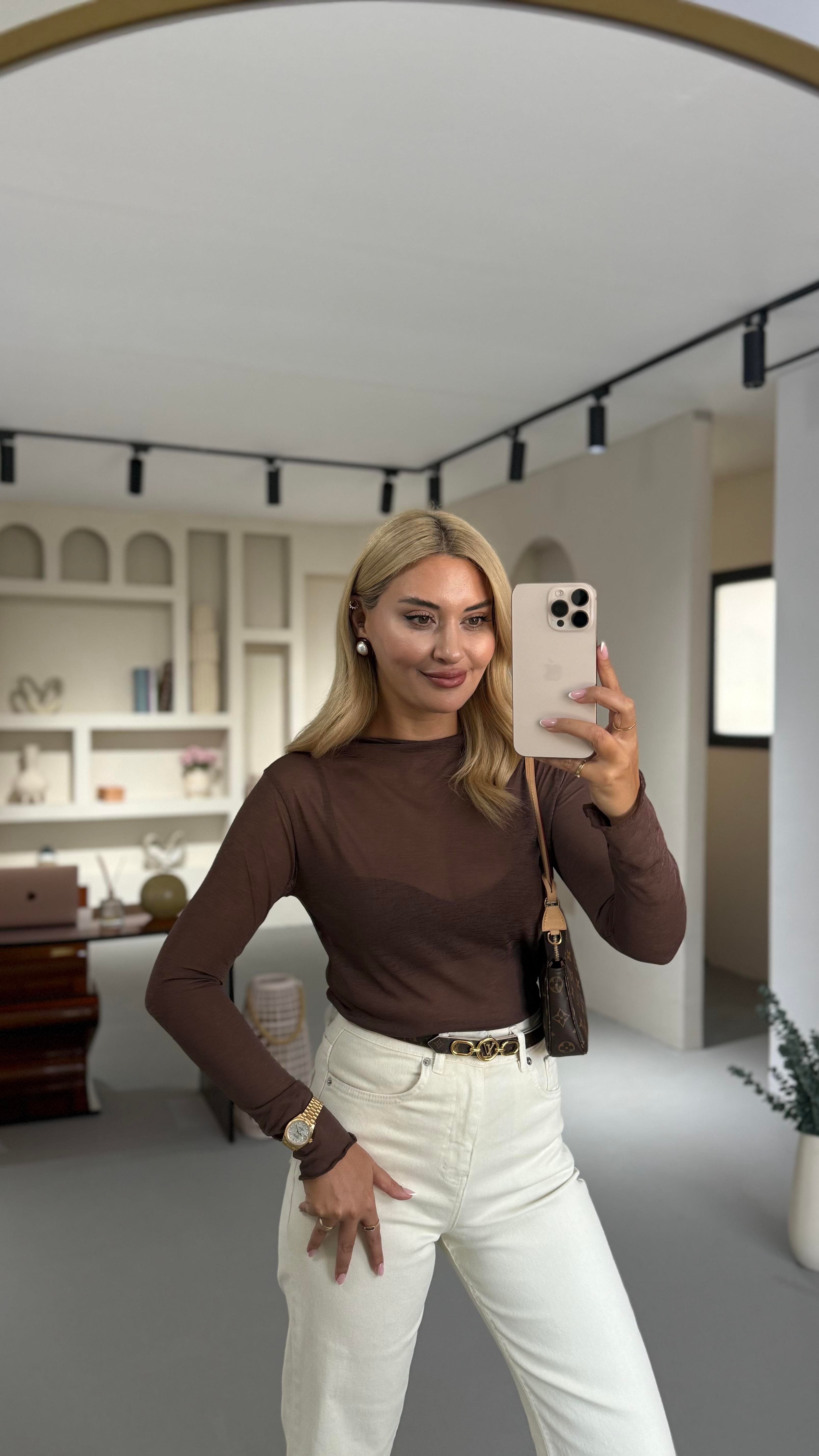 Kahve Transparan Bluz