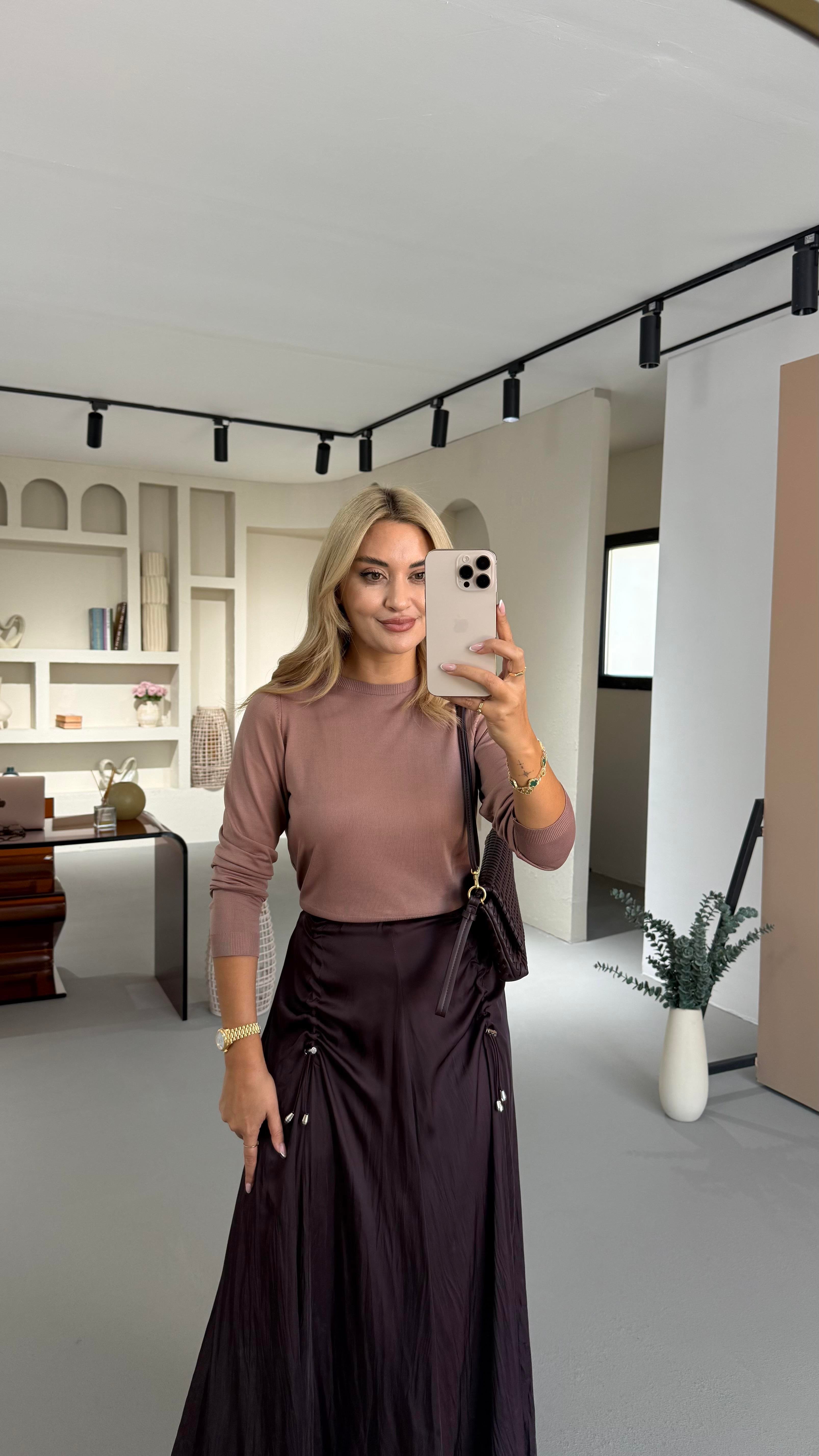 Bisiklet Yaka Uzun Kol Vizon Basic Triko