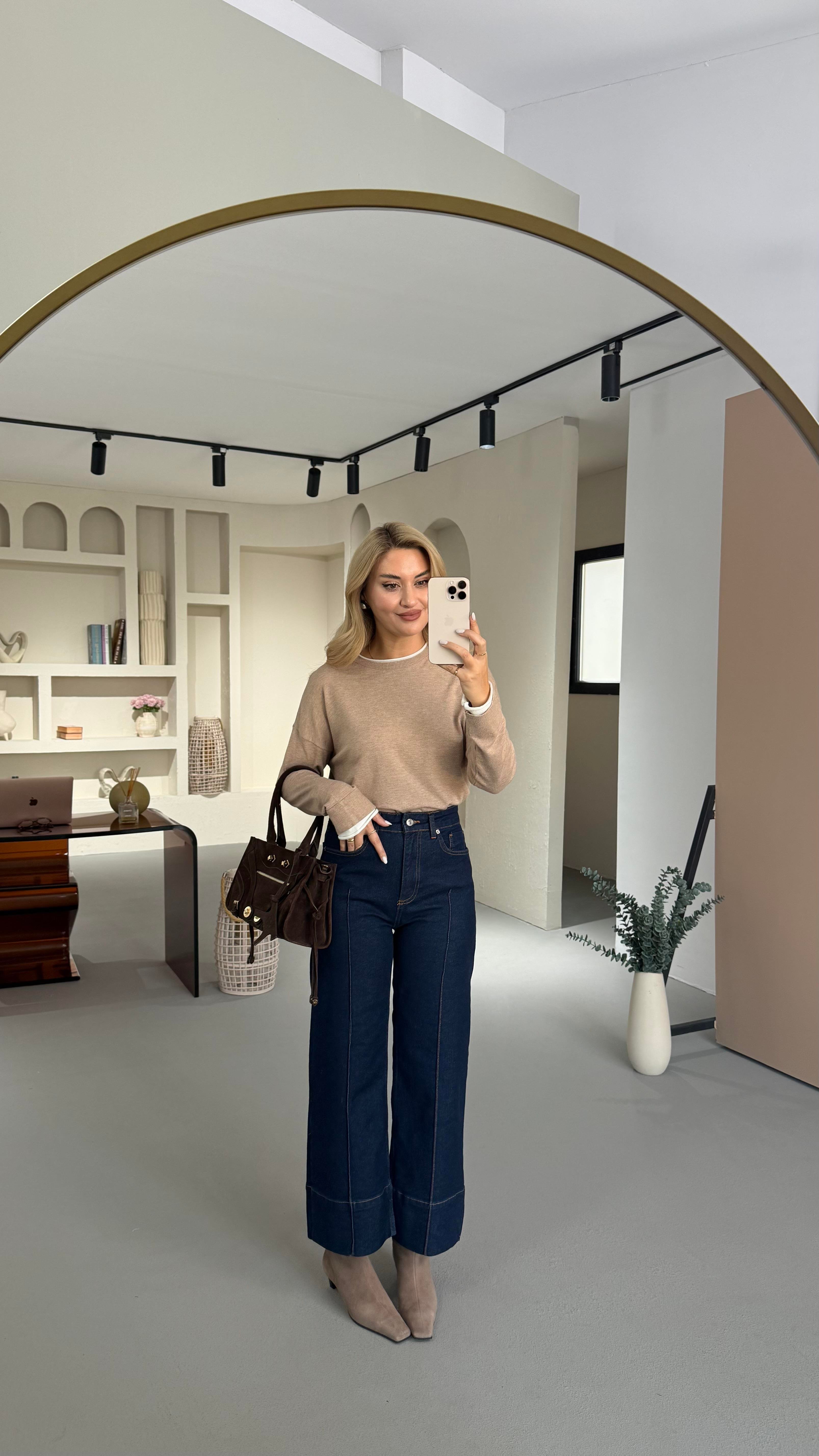 Premium Seri Önden Dikişli Lacivert Jean