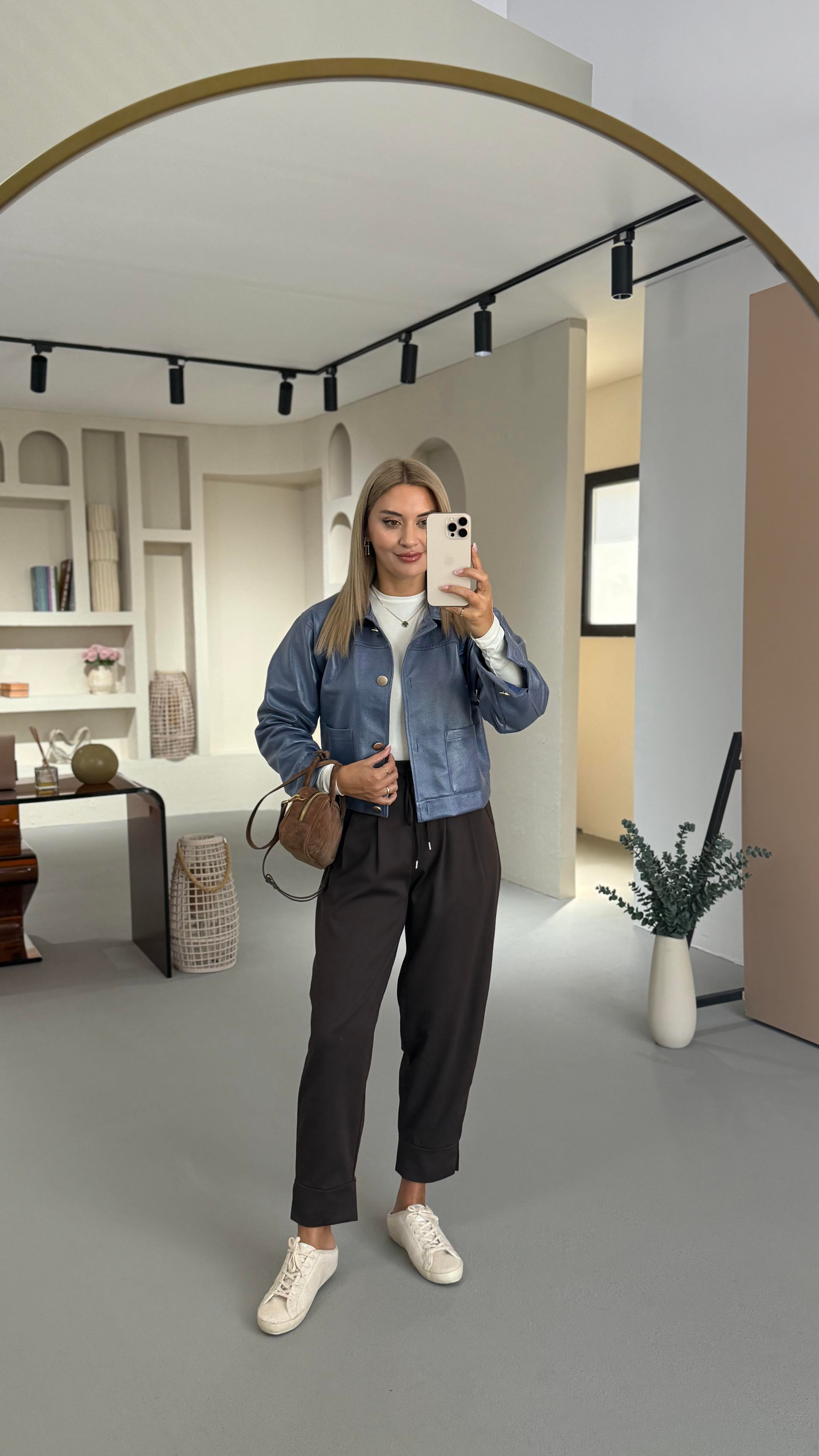 Pilise Detay Beli Lastikli Kahve Havuç Pantolon