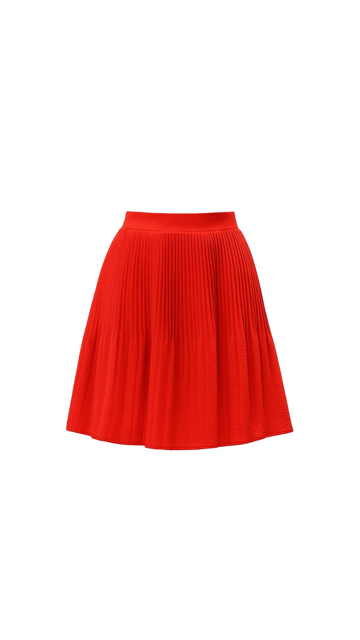 Bel Lastikli Piliseli Kırmızı Keten Şort Etek