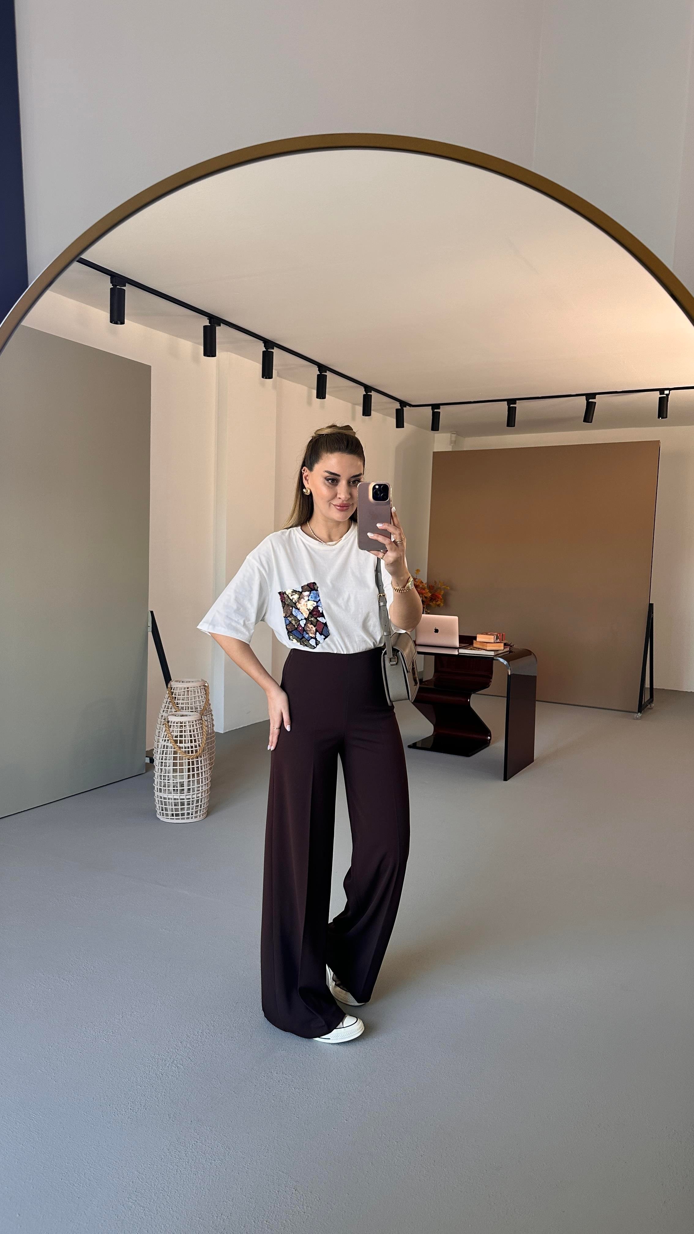 Comfortlux Likralı Kahve Bol Pantolon