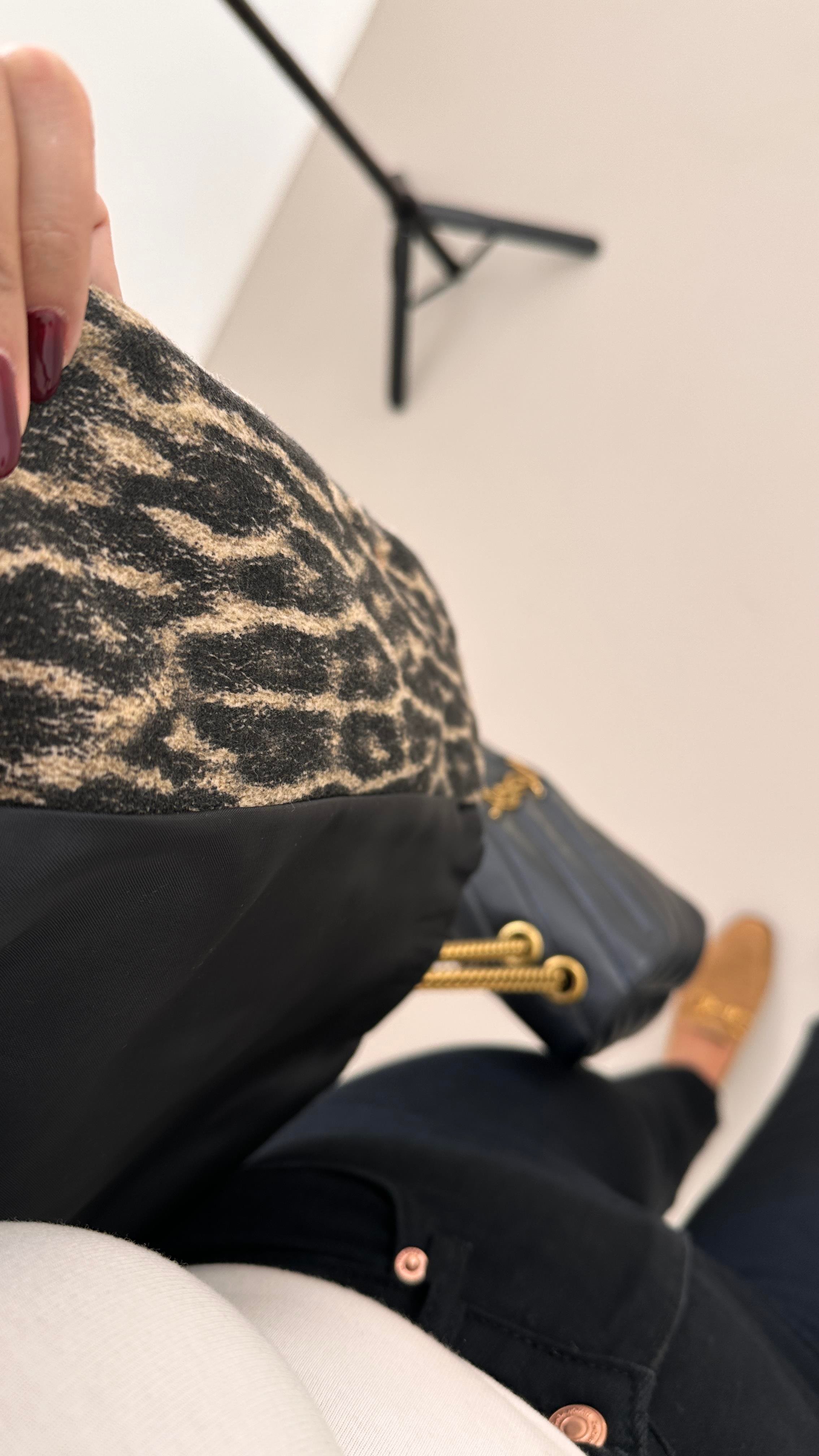 Düğmeli Leopar Kaşe Ceket