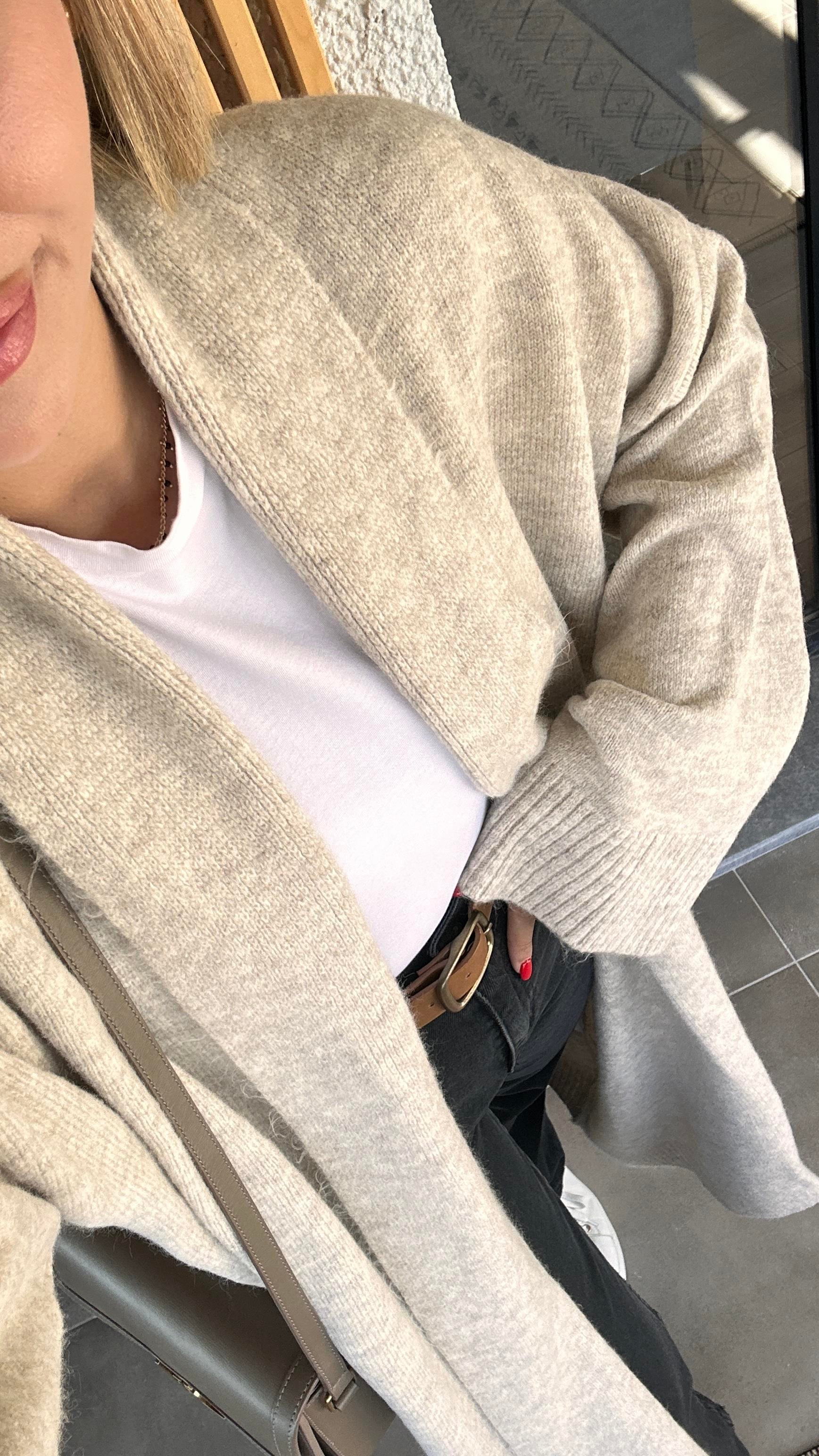 Oversize Bej Maxi Hırka