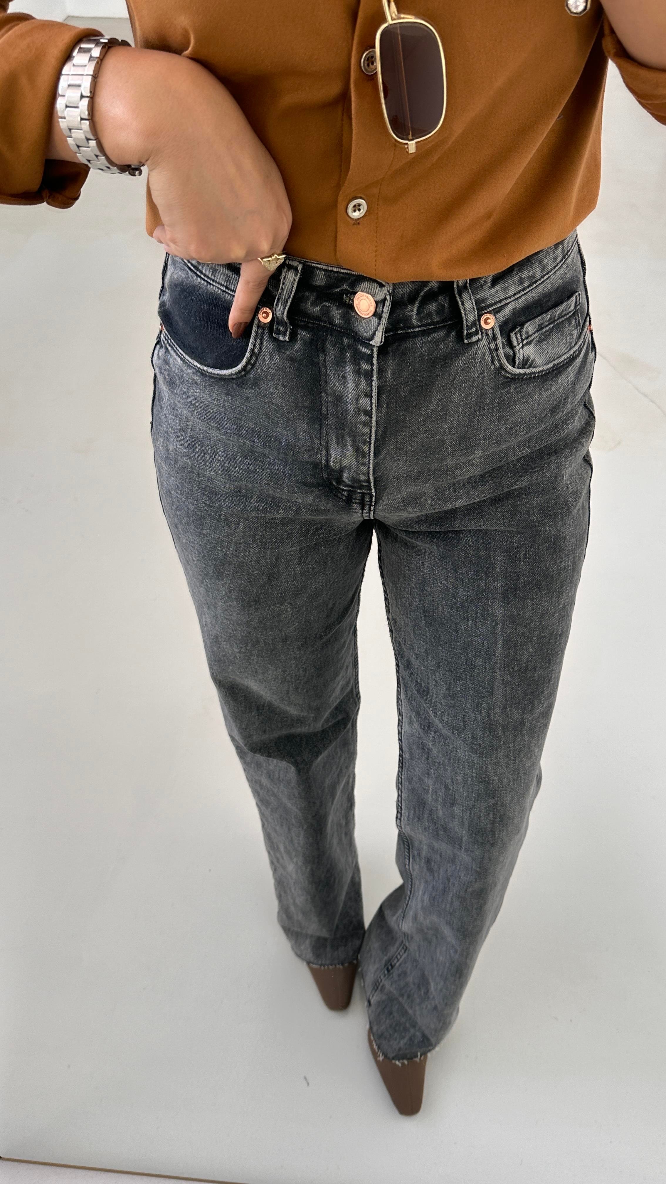 Premium Seri Antrasit Yıkamalı Straight Fit Jean