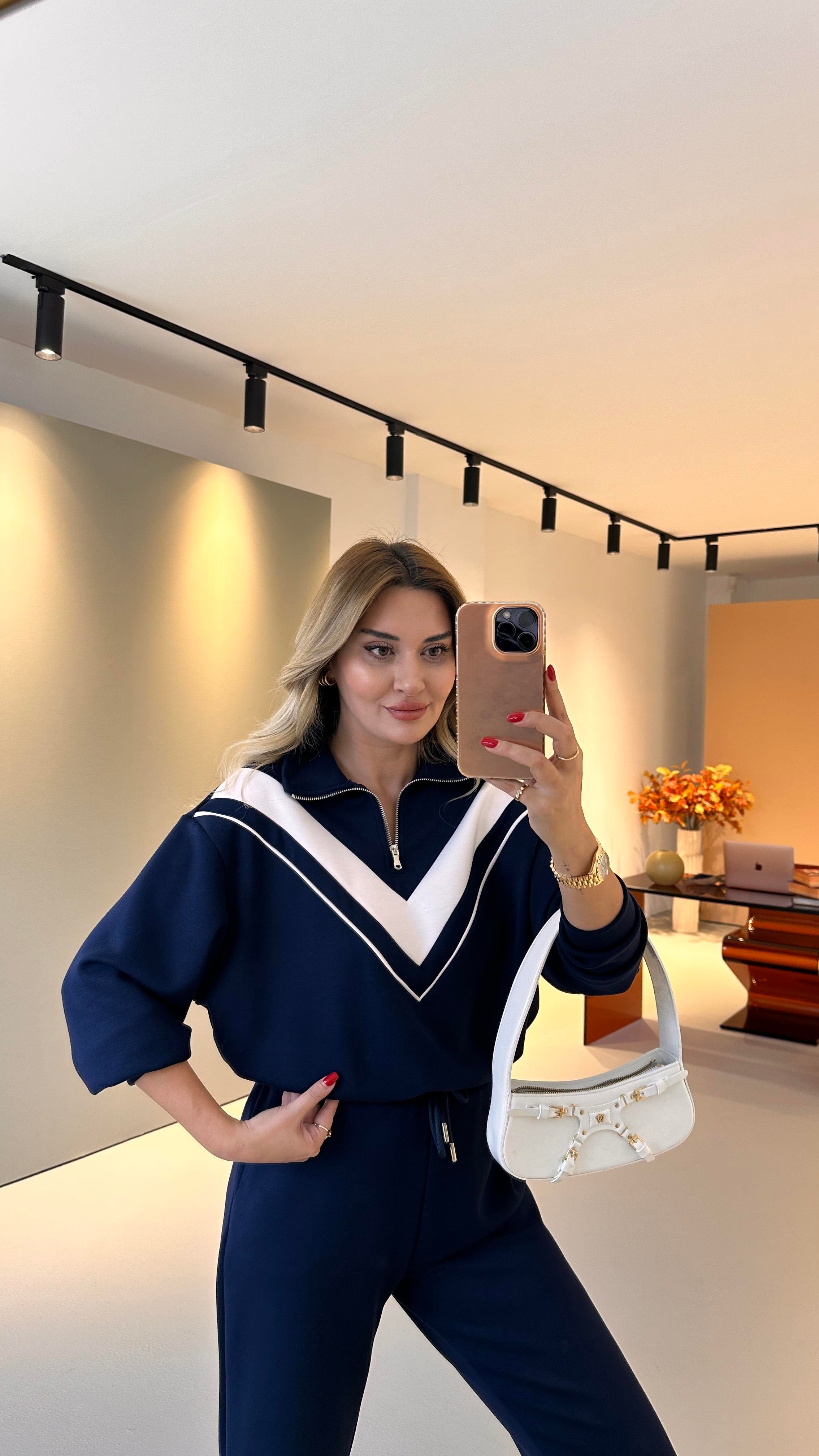Premium Seri Garnili Lacivert Modal Takım
