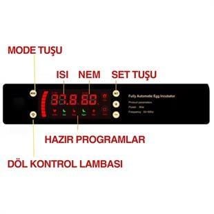 BEREN 176 Yumurtalık 12 Volt Destekli5 Hazır Programlı Otomatik Nemlendirmeli Kuluçka Makinesi 