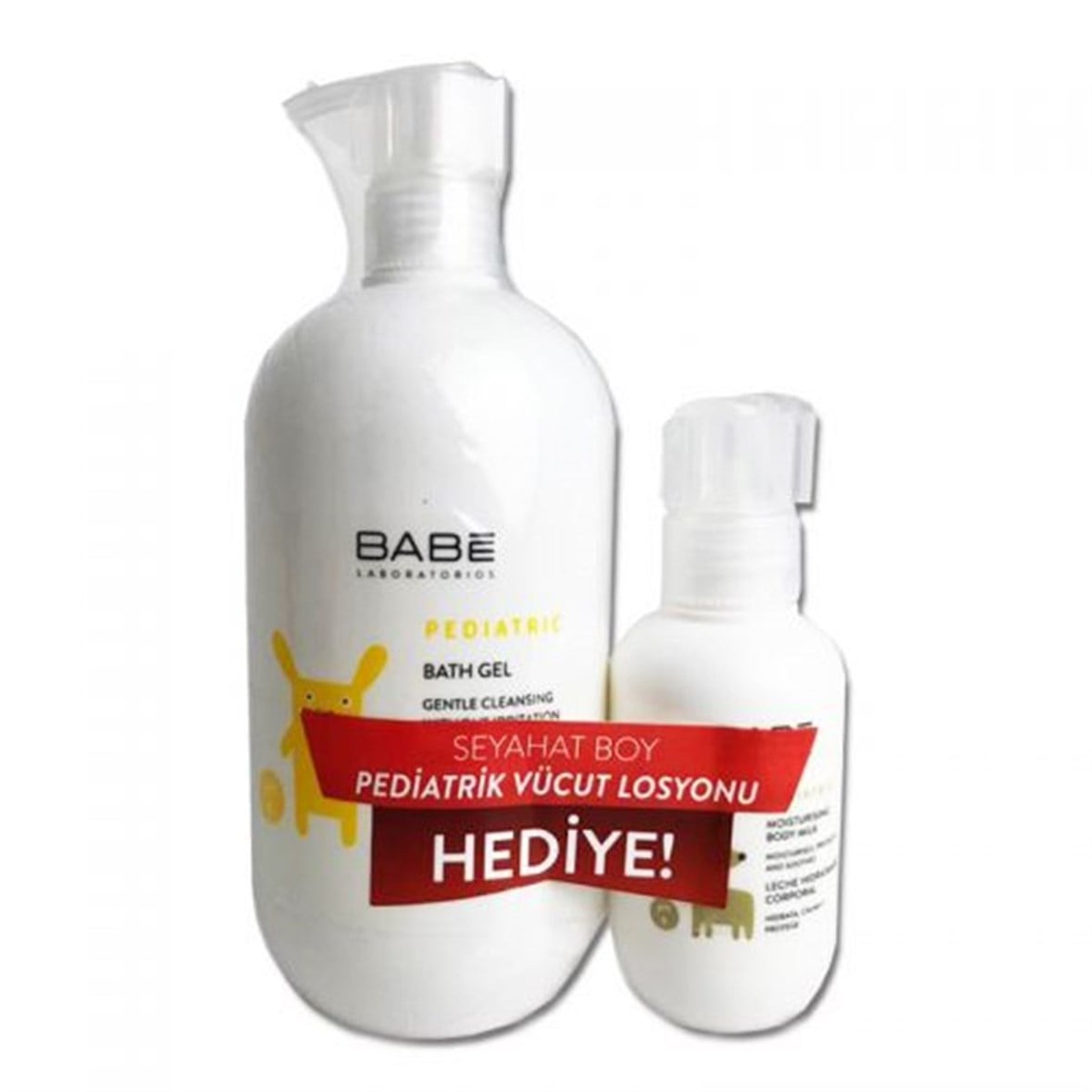 Babe Pediatrik Duş Jeli 500 ml+Babe Pediatrik Seyahat Boy Vücut Losyonu HEDİYE - Babe