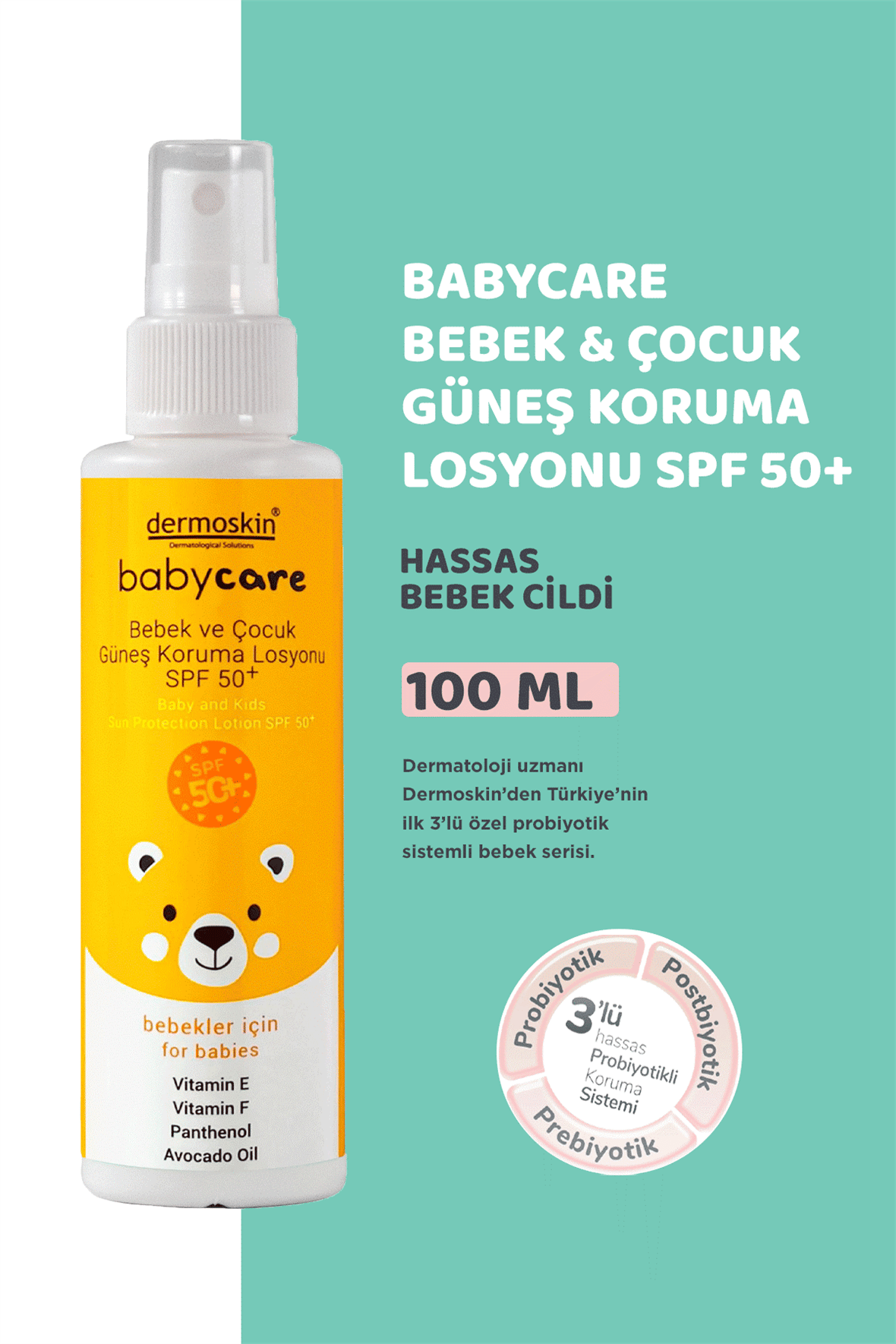 BabyCare Bebek ve Çocuk Güneş Koruma Losyonu Spf50+ 100 ml - Dermoskin