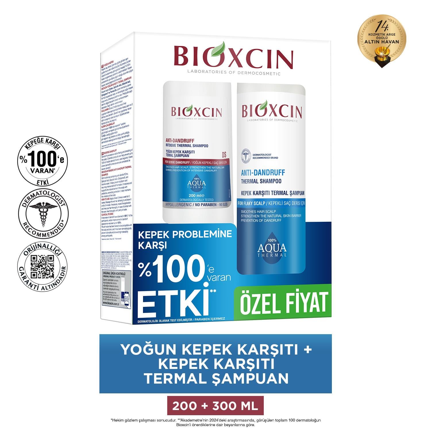 Bioxcin Aqua Thermal Kepek Karşı Etkili Şampuan Seti 200 ml + 300 ml - Bioxcin
