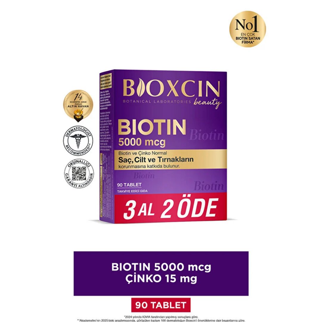 Bioxcin Biotin 5000 mcg 90 Tablet - 3 AL 2 ÖDE - Bioxcin