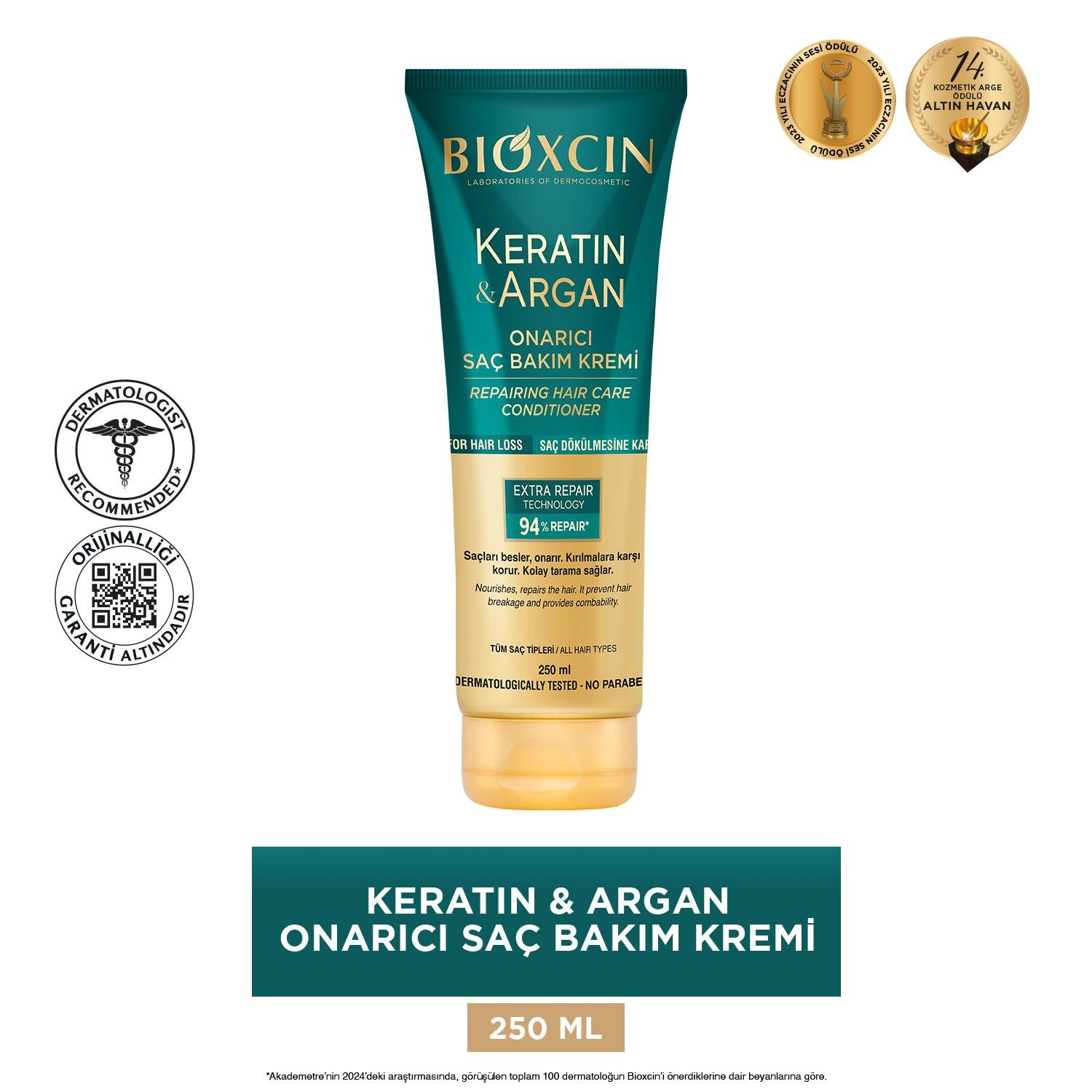 Bioxcin Keratin ve Argan Onarıcı Saç Bakım Kremi 250 ml - Bioxcin