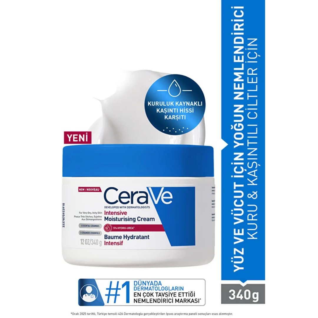 CeraVe Hyalüronik Asit & Seramid & Hidro-üre İçerikli Kuru Ciltler İçin Yoğun Nemlendirici Krem 340 gr - CeraVe