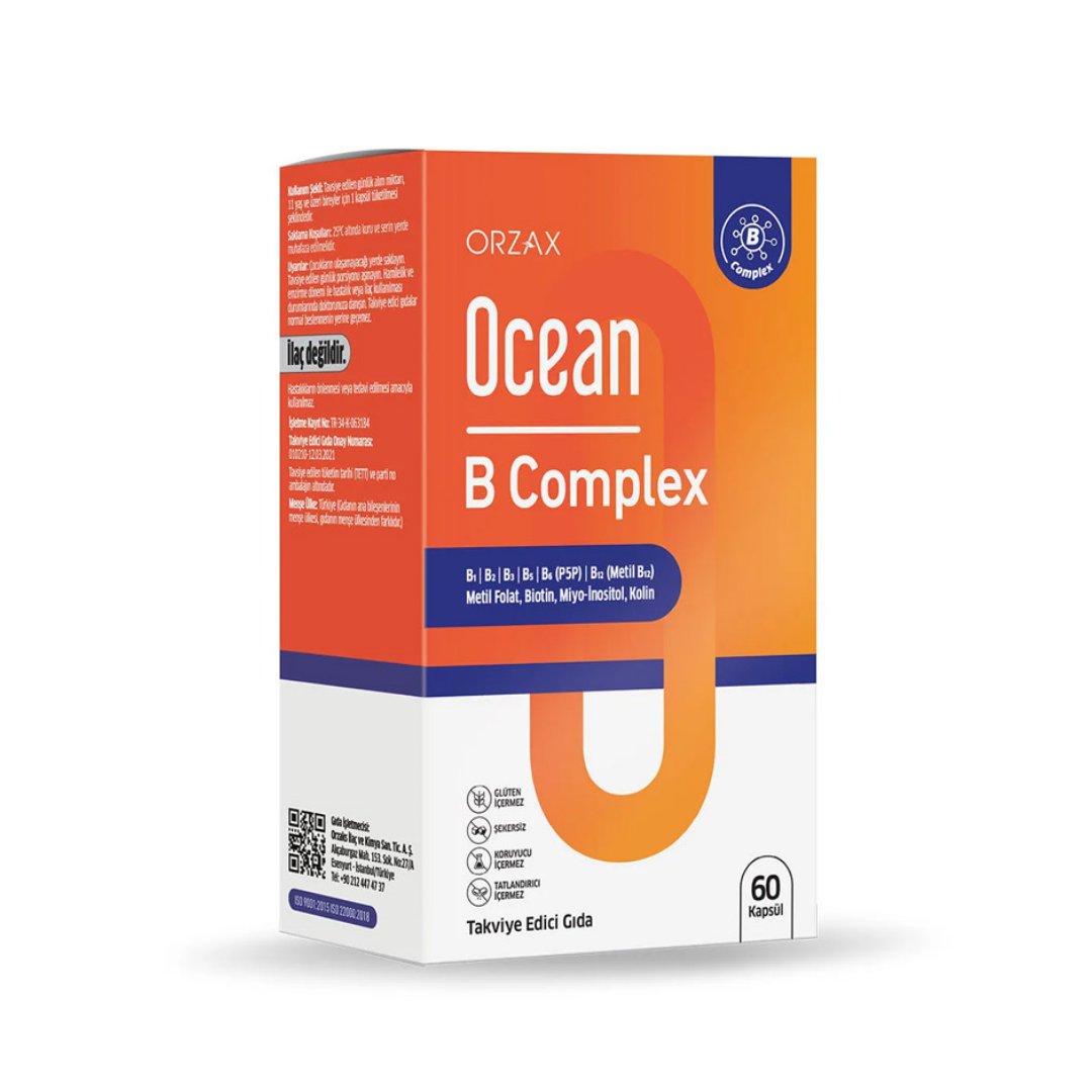 Orzax Ocean B Complex Takviye Edici Gıda 60 Kapsül - Orzax