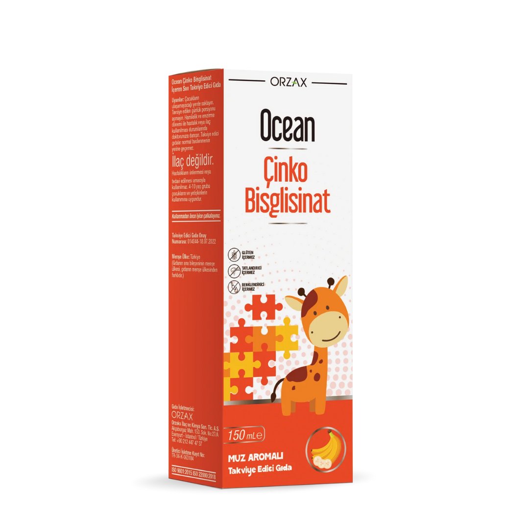 Orzax Ocean Çinko Bisglisinat 150 ml Muz Aromalı - orzax