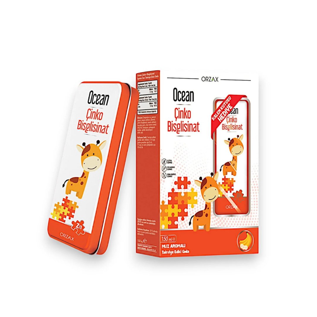 Orzax Ocean Çinko Bisglisinat Takviye Edici Gıda 150 ml Kalem Kutusu Hediyeli - orzax