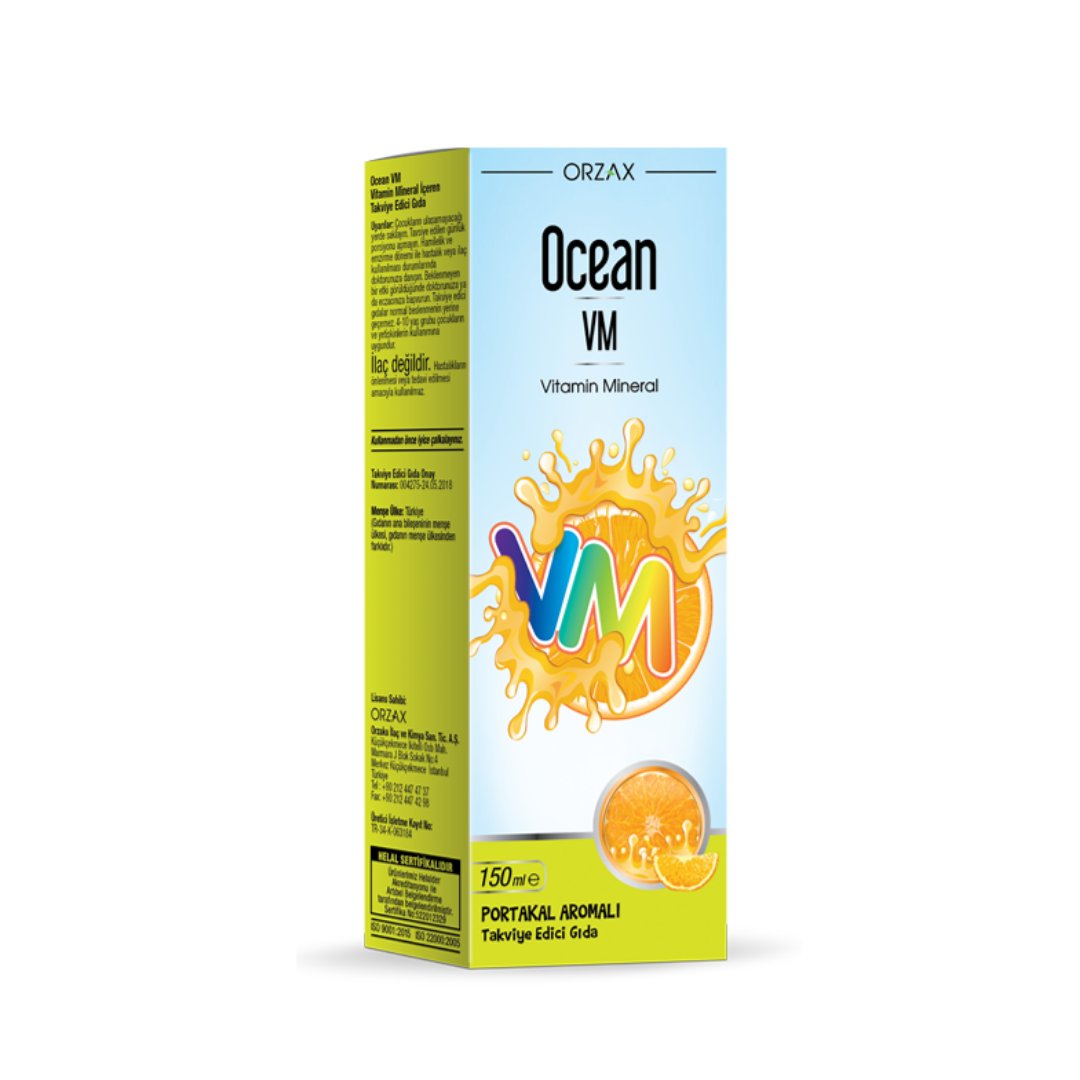 Orzax Ocean Vitamin Mineral - Portakal Aromalı 150ml - Orzax