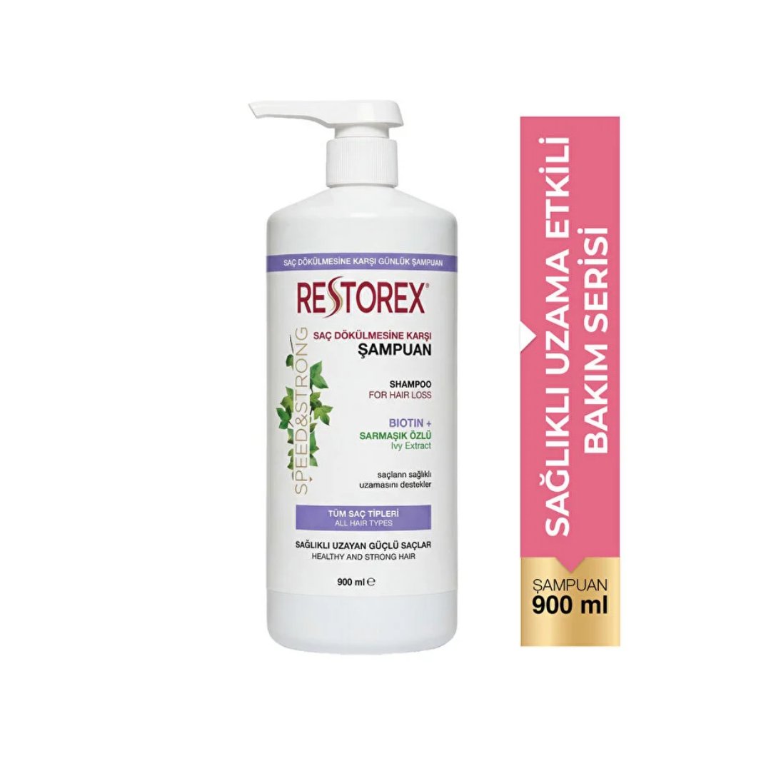 Restorex Saç Dökülmesine Karşı Şampuan 900 ml - Sağlıklı Uzama Etkili - Restorex