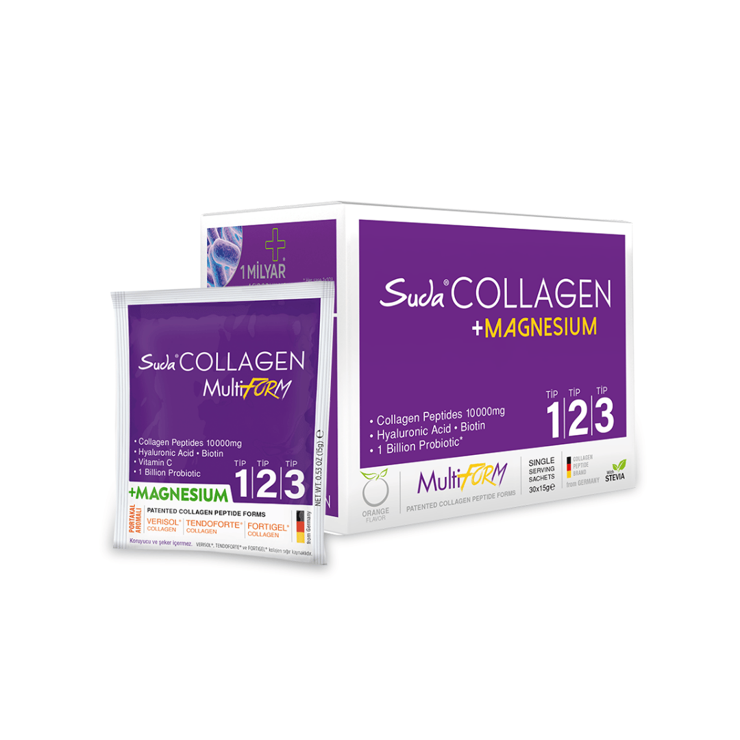 Suda Collagen Multiform+ Magnesium  Portakal Aromalı 30 x 15 gr - Suda Collagen