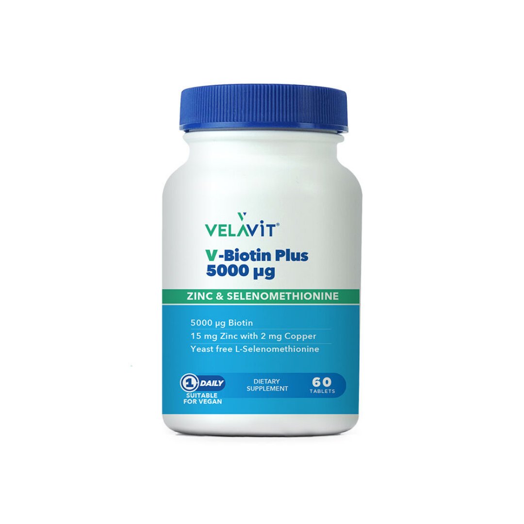 Velavit V-Biotin Plus 5000mcg Takviye Edici Gıda 60 Tablet - velavit