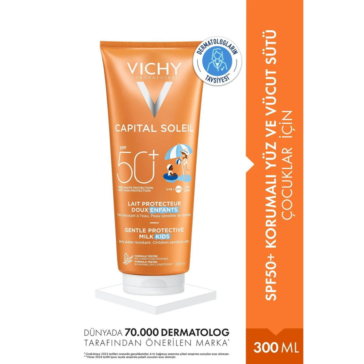 Vichy Capital Soleil SPF 50+ Çocuklar İçin Yüz ve Vücut Güneş Sütü 300 ml - Vichy