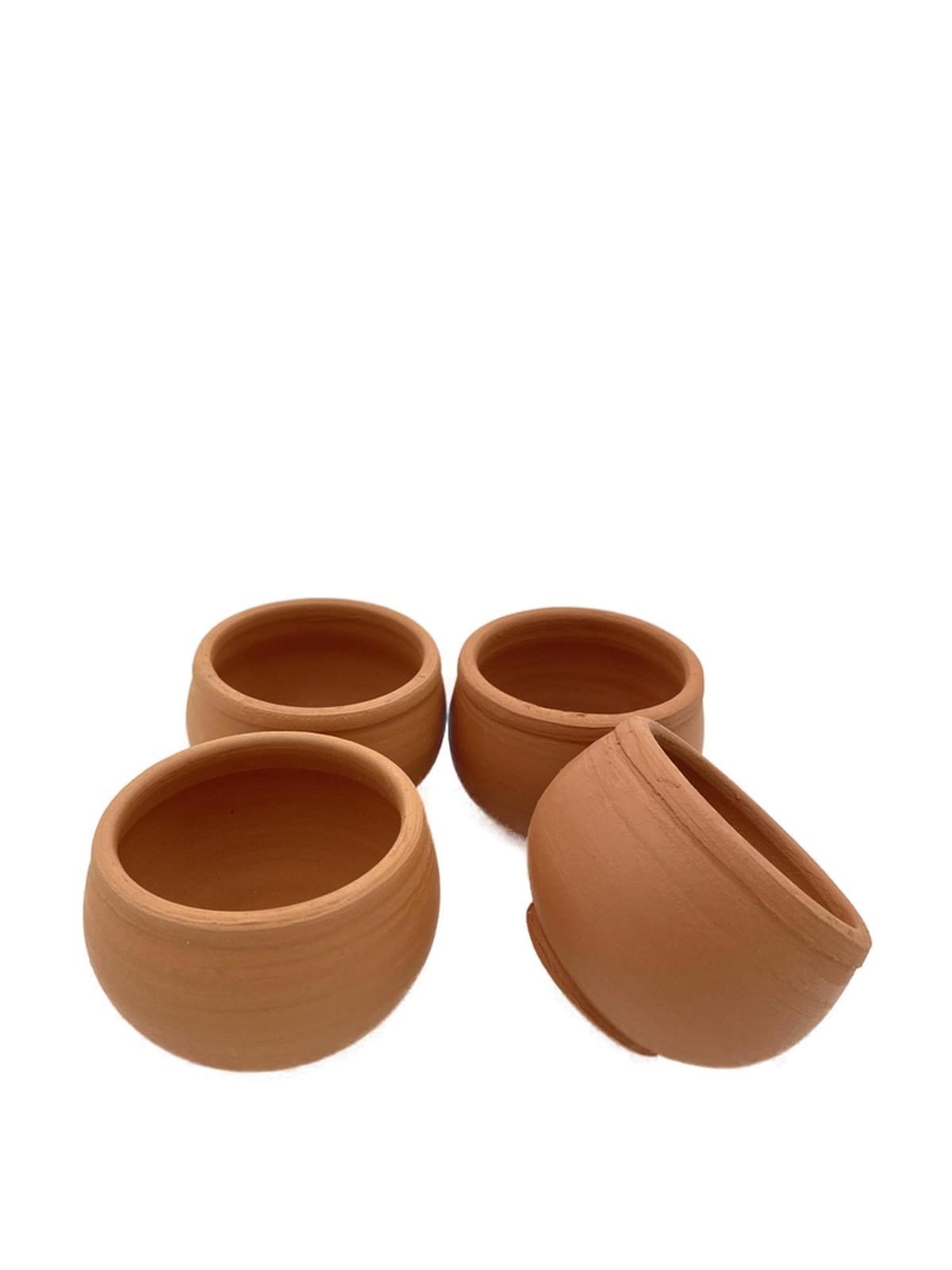4 Adet El Yapımı 6 cm Terracotta Seramik Saksı (6cm x 5cm)