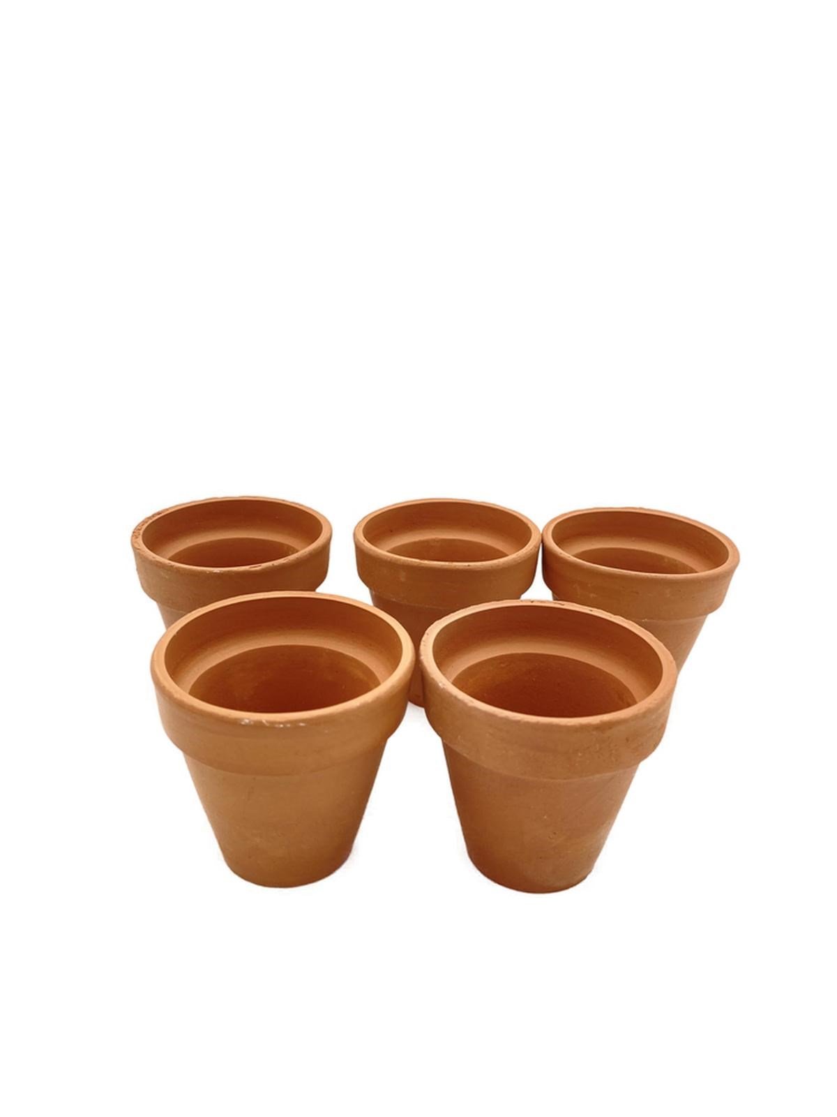 5 Adet El Yapımı 6 cm Terracotta Seramik Saksı (6x6)