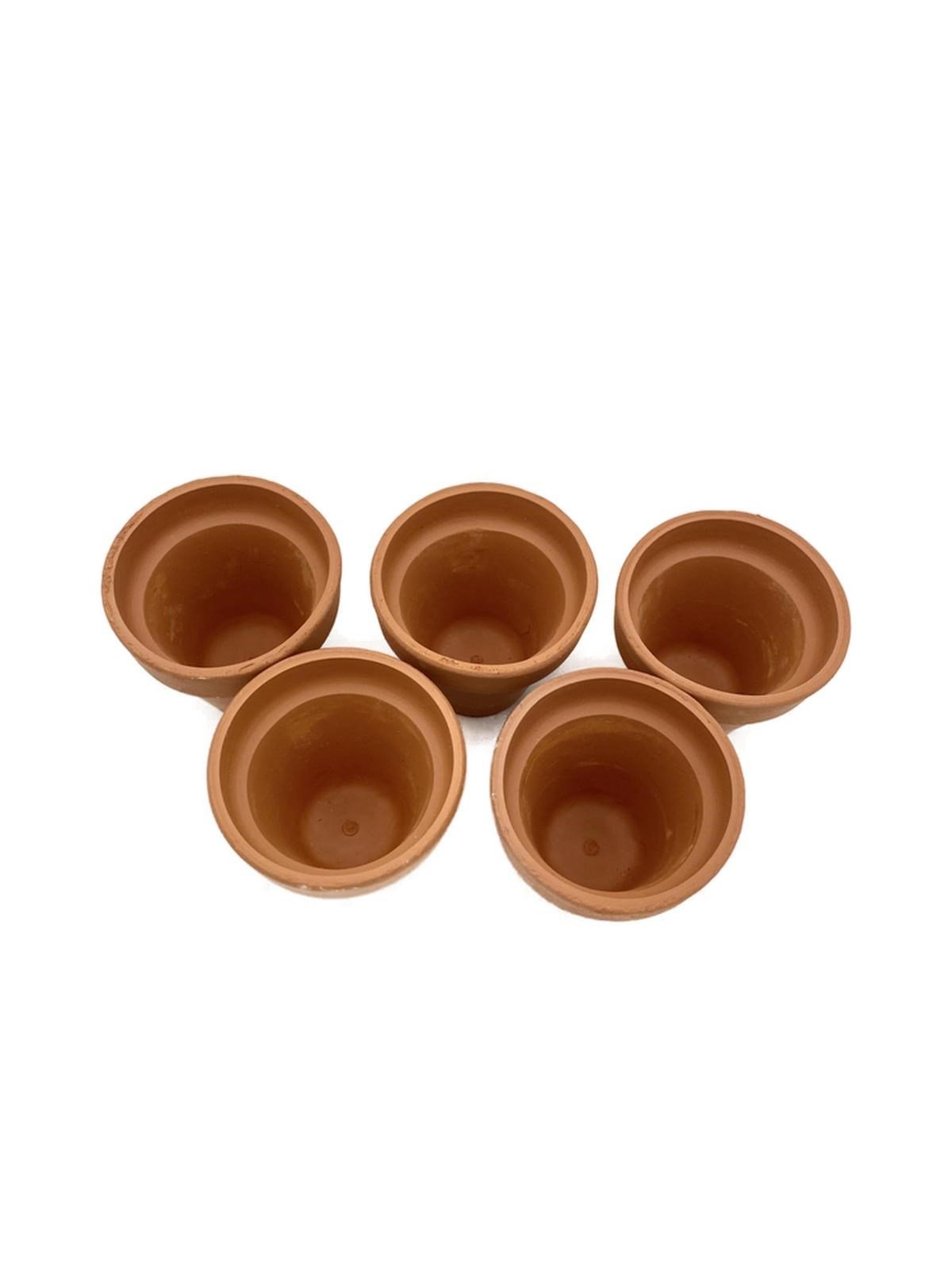 5 Adet El Yapımı 6 cm Terracotta Seramik Saksı (6x6)